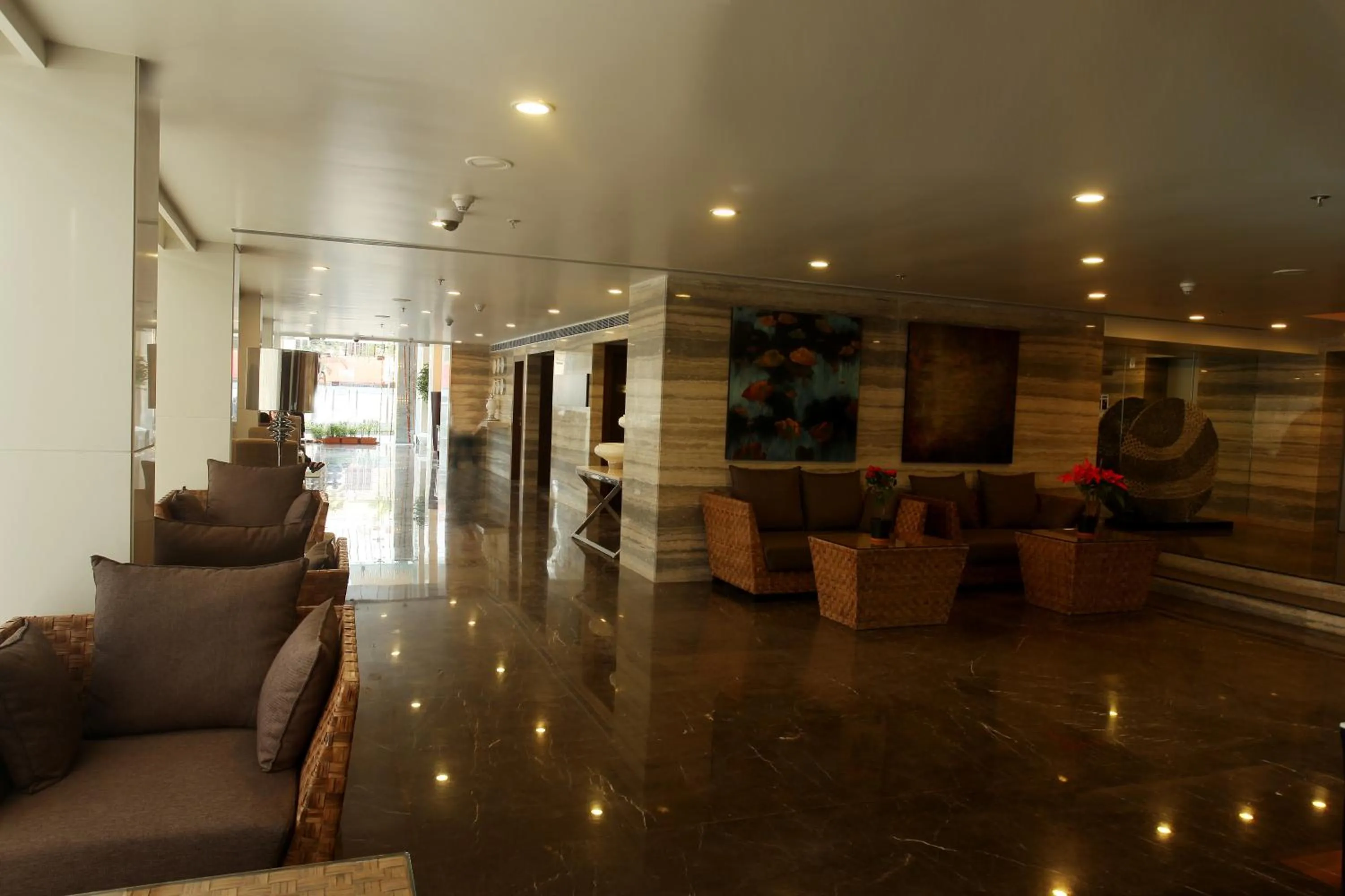 Seating area in Paradigm Sarovar Portico
