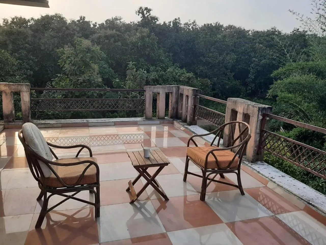 Balcony/Terrace in Gir Lions Paw Resort with Swimming Pool