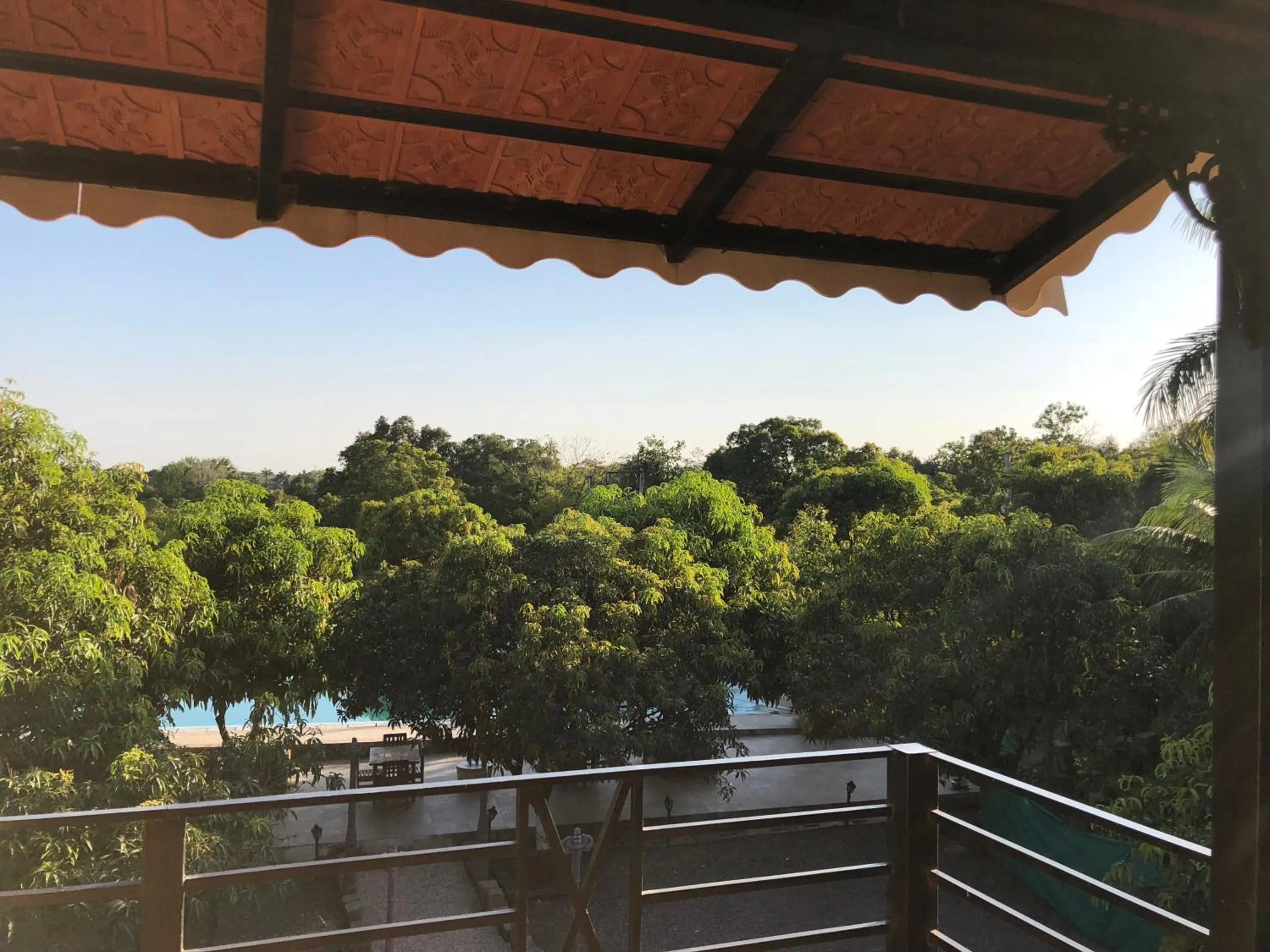 Balcony/Terrace in Gir Lions Paw Resort with Swimming Pool