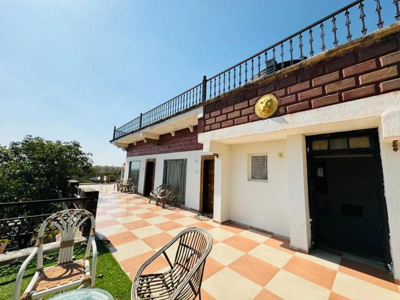 Balcony/Terrace in Gir Lions Paw Resort with Swimming Pool