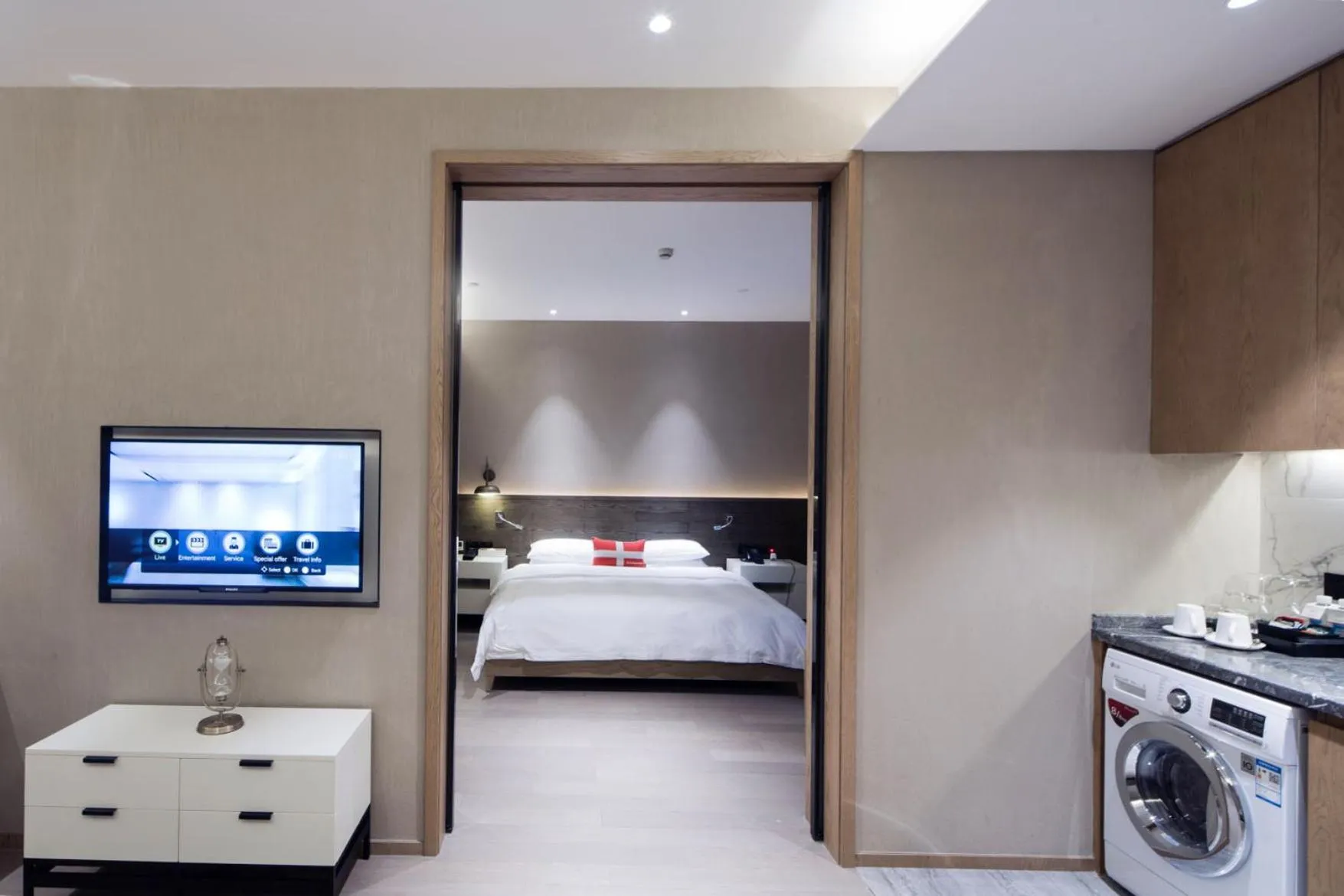 Decorative detail, Bed in Swisstouches Guangzhou Hotel Residences