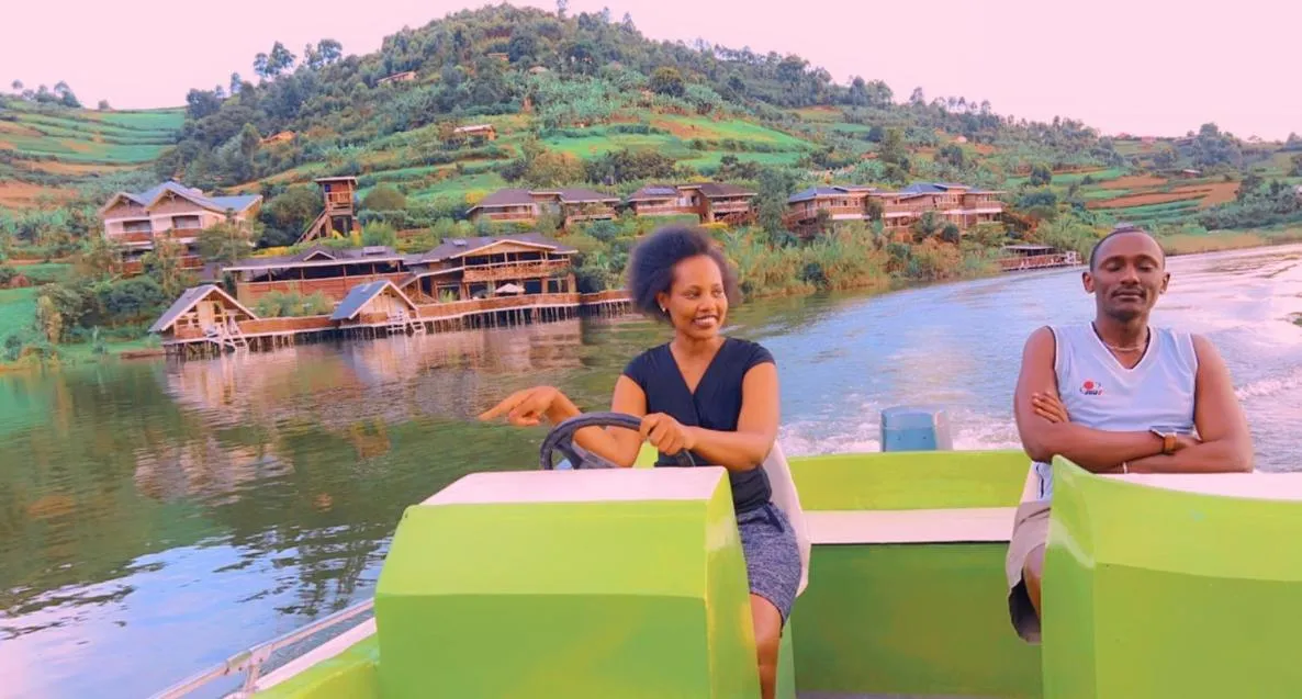 People in Lake Bunyonyi Rock Resort