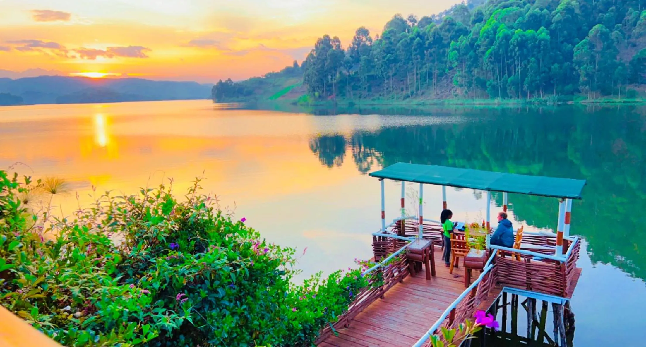 Sunset in Lake Bunyonyi Rock Resort