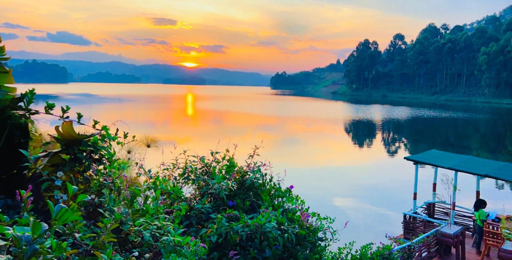 Sunset in Lake Bunyonyi Rock Resort