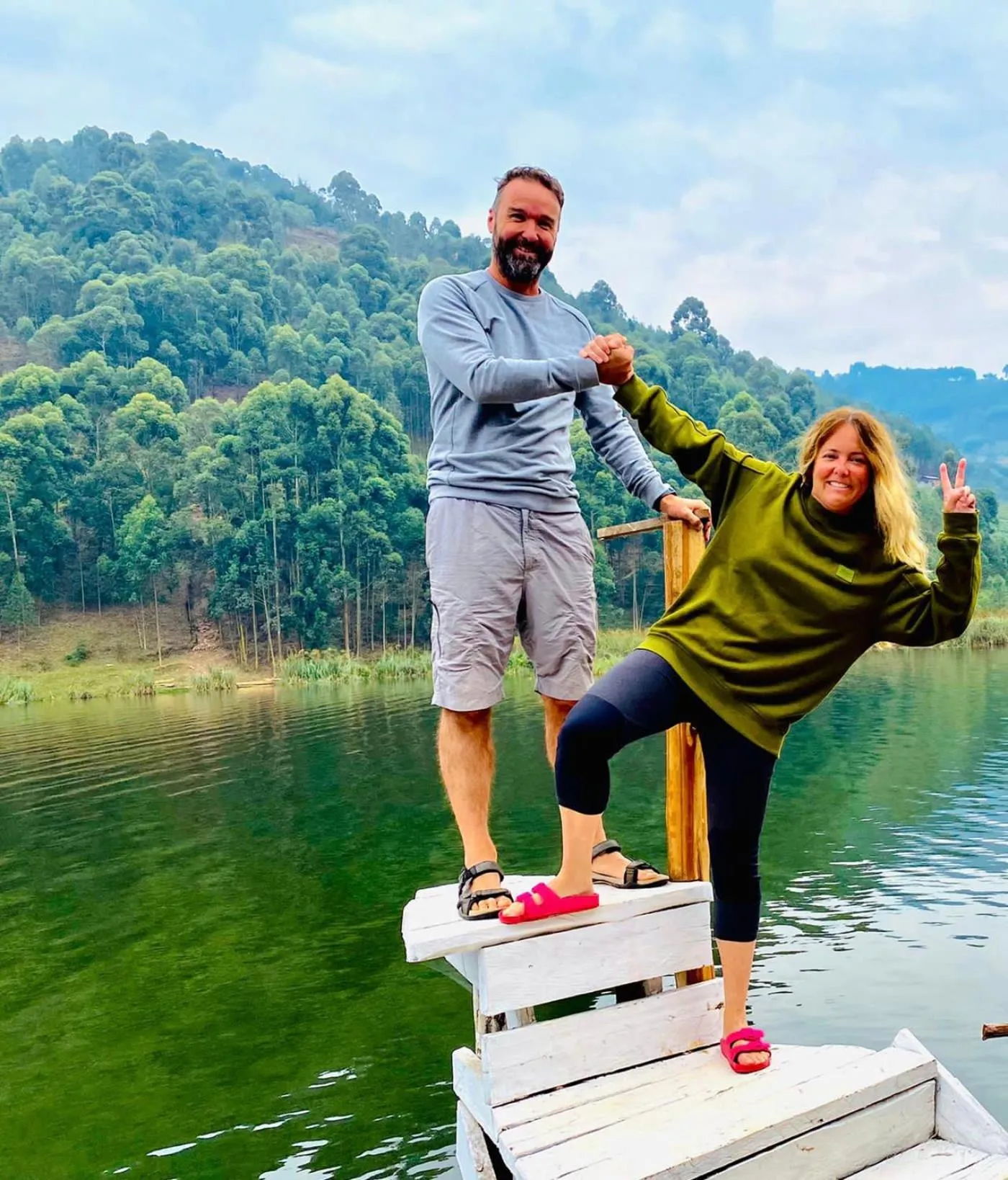 group of guests in Lake Bunyonyi Rock Resort