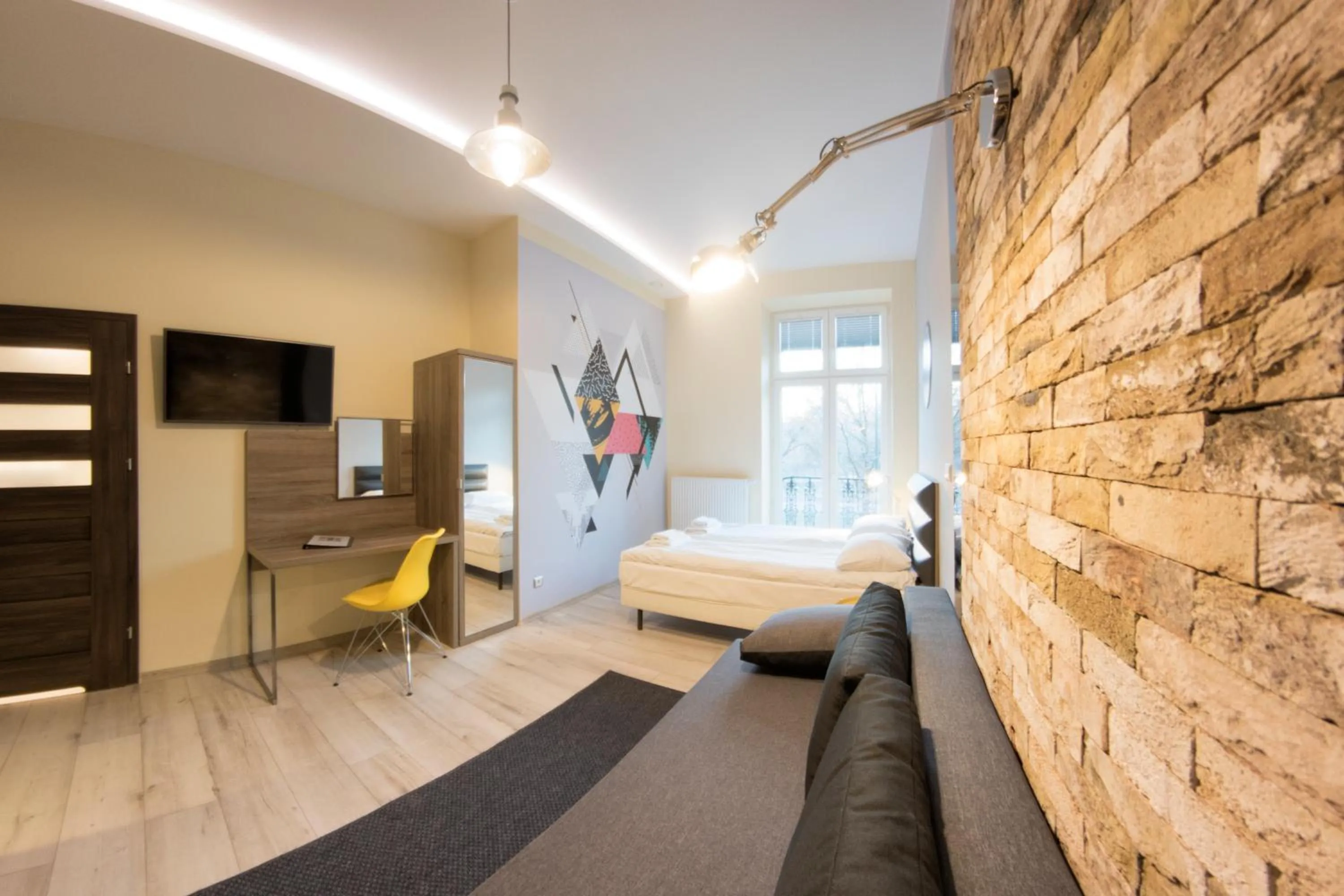 Living room, Bed in Yourplace M57 Apartments