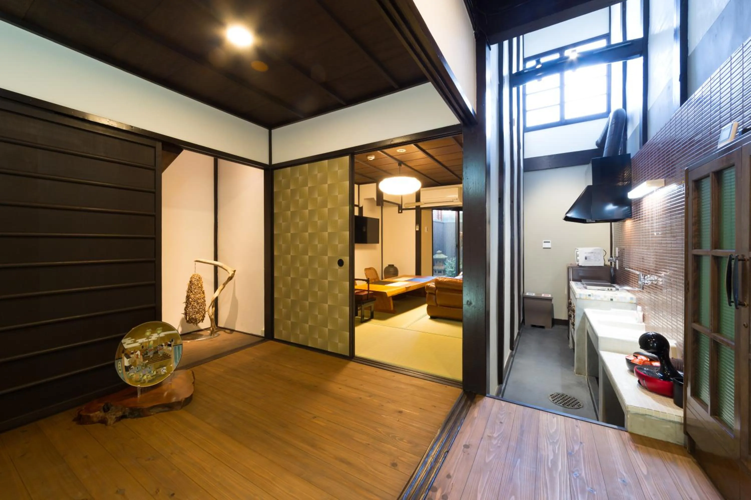 Kitchen or kitchenette, Bed in Kyotoya Suzakuan