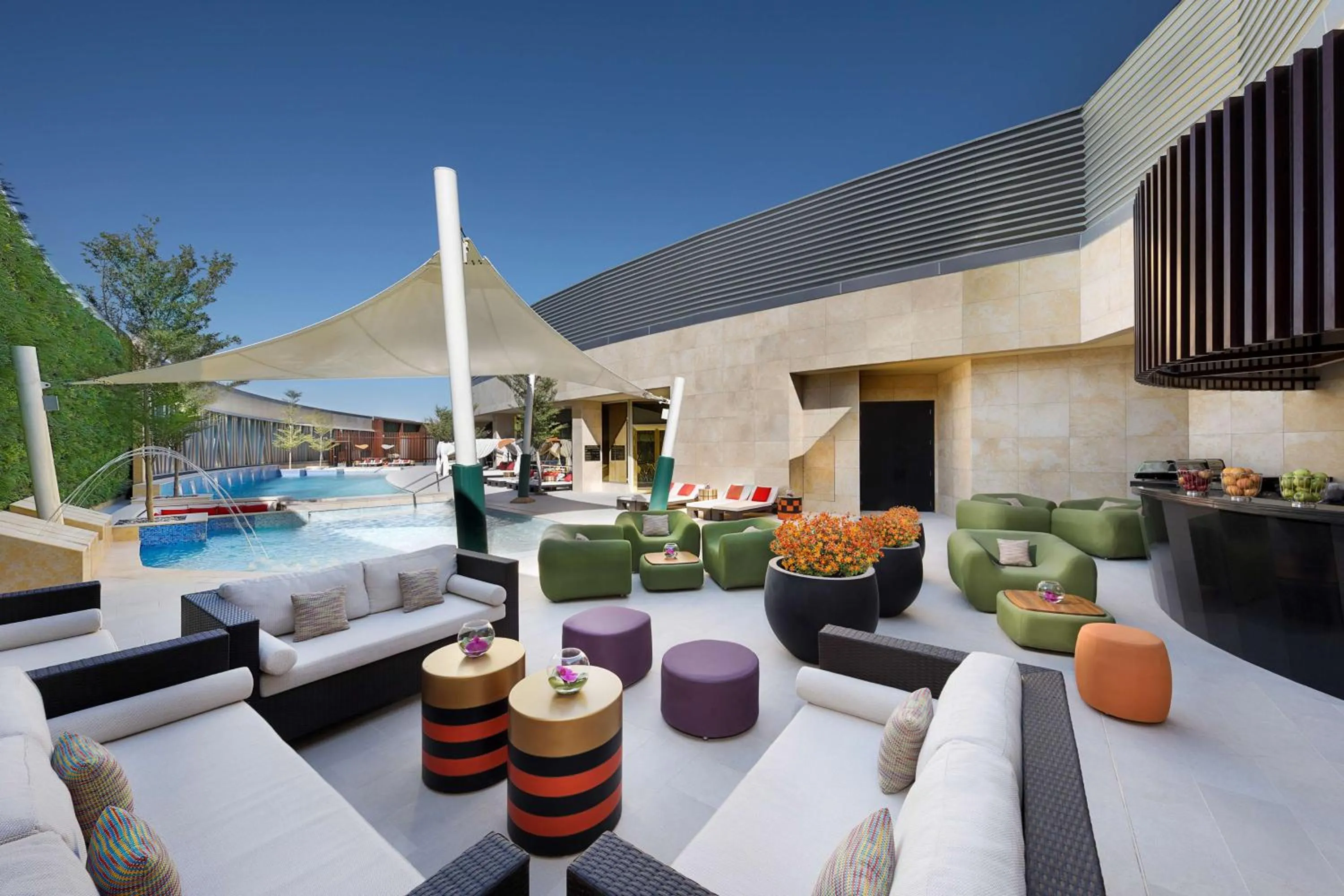 Pool view in AlRayyan Hotel Doha, Curio Collection by Hilton