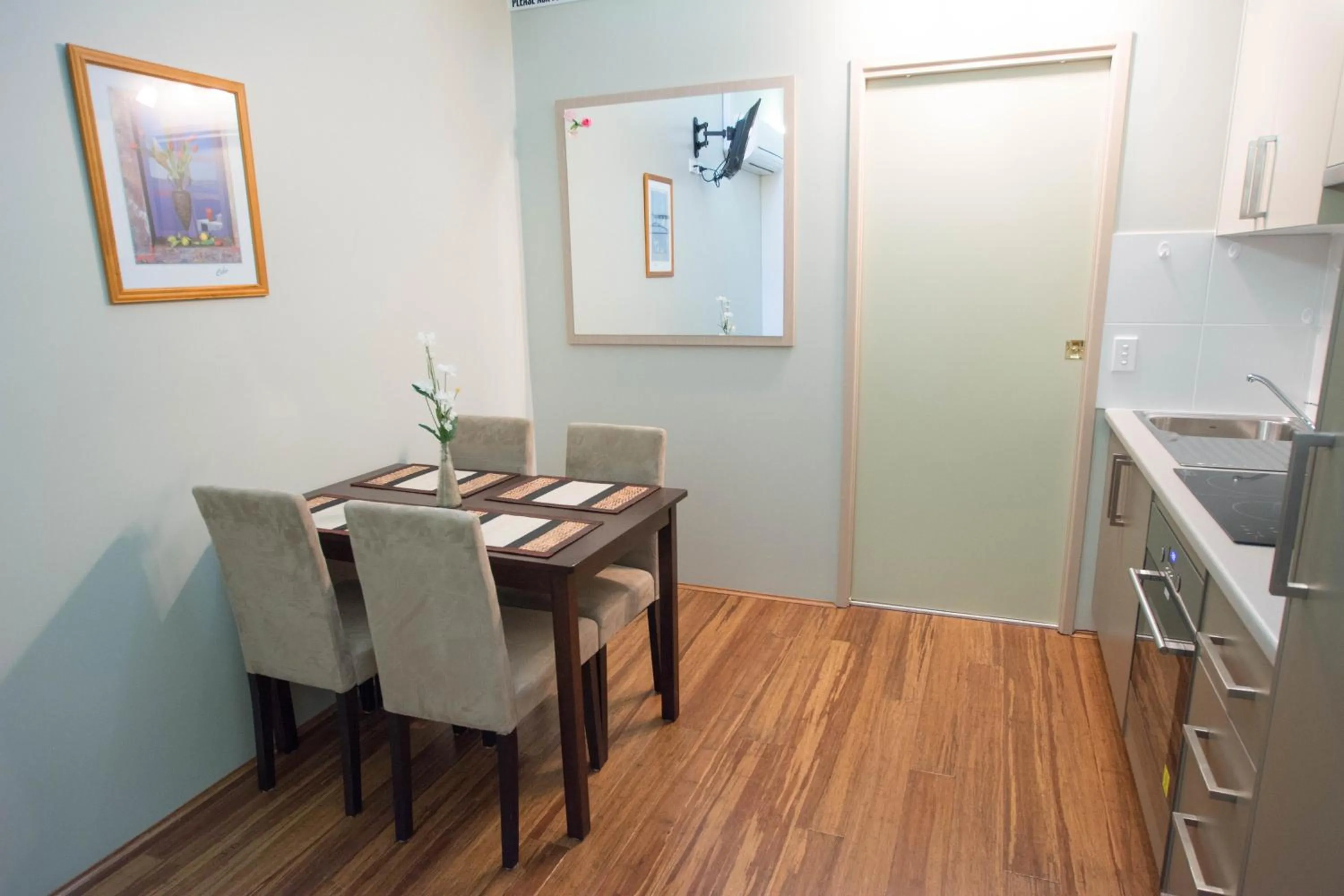 Dining area in Westside Studio Apartments