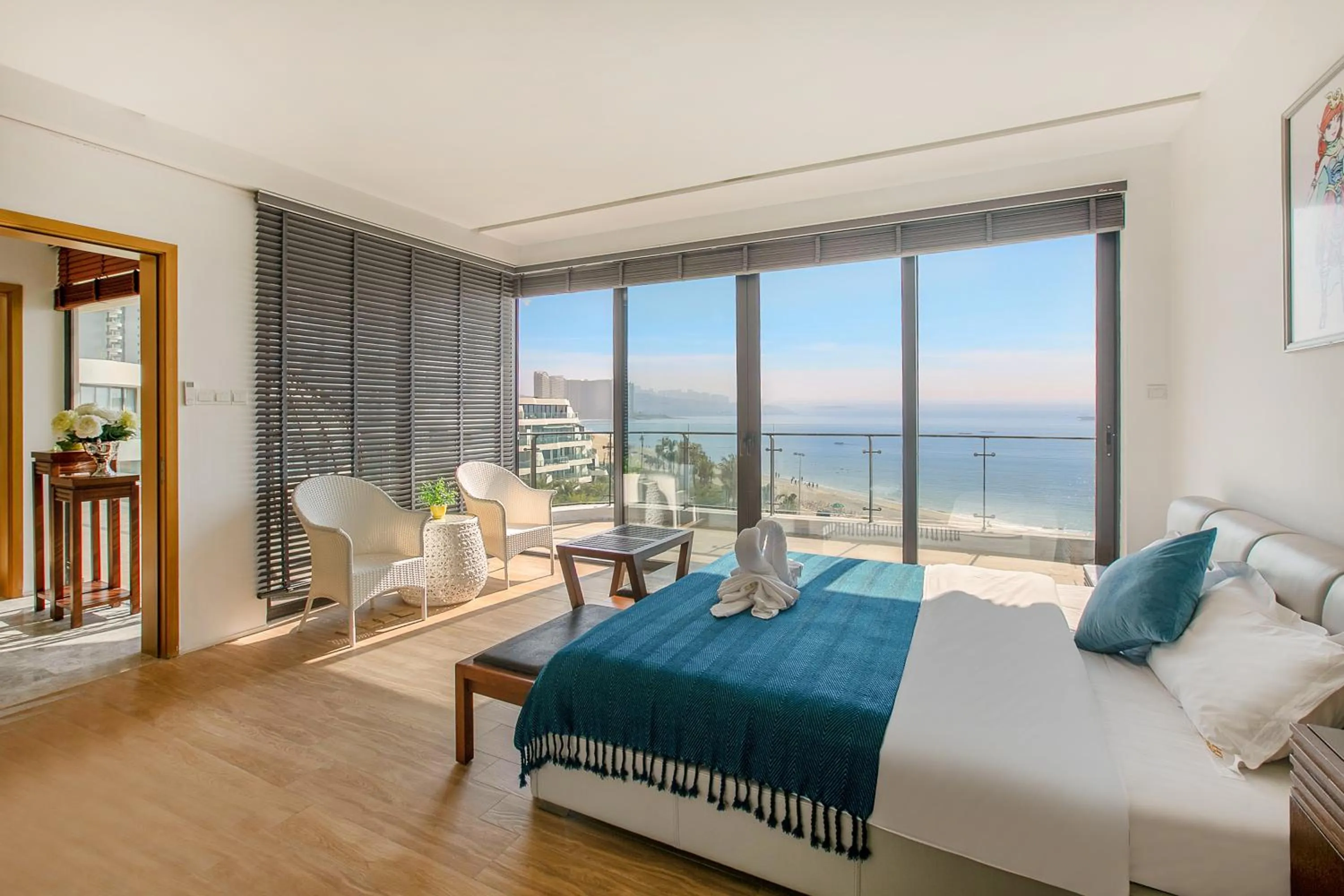 Bed in HuiZhou HuaYangNian Seaview Guesthouse