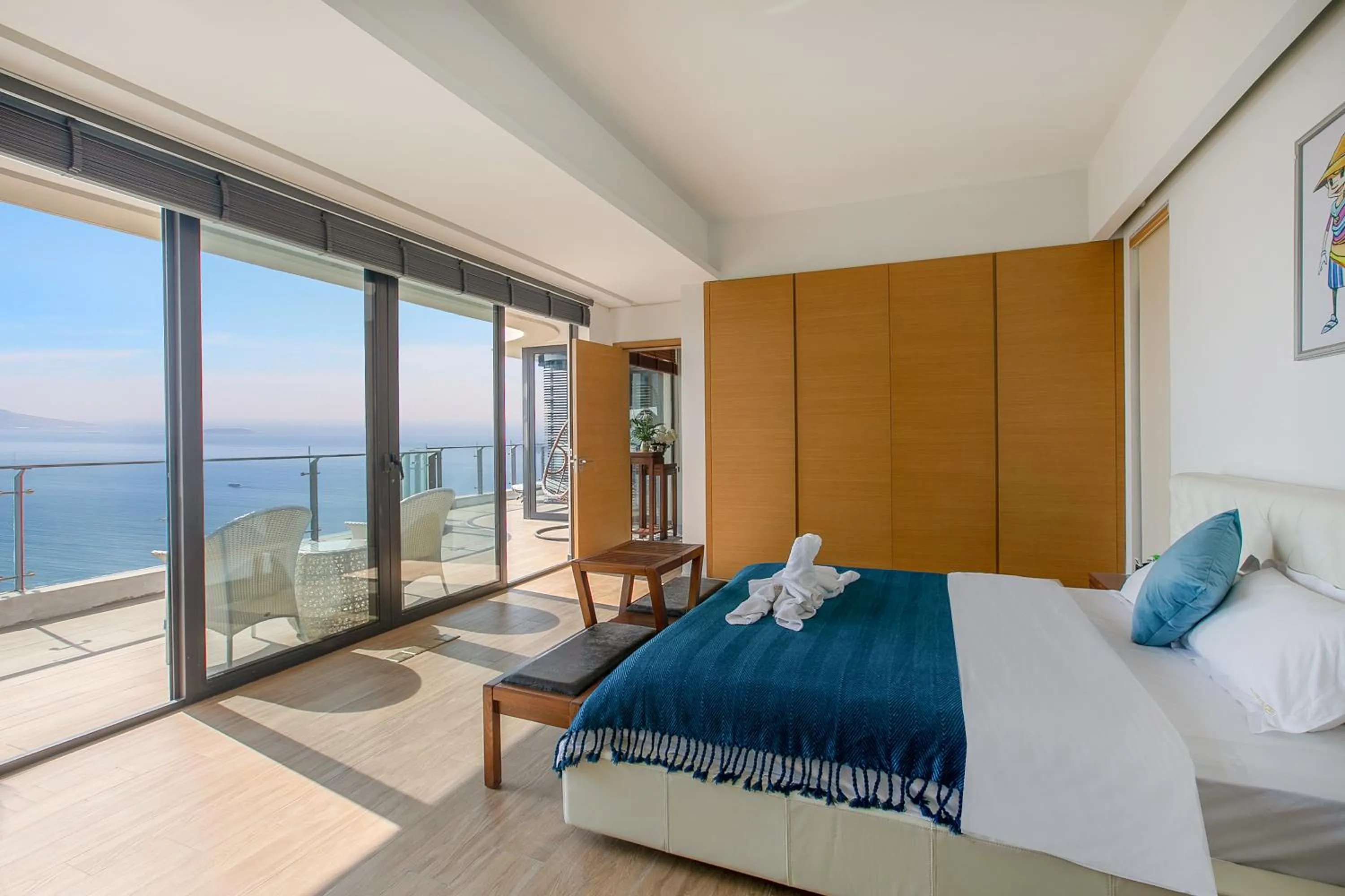 Bed in HuiZhou HuaYangNian Seaview Guesthouse