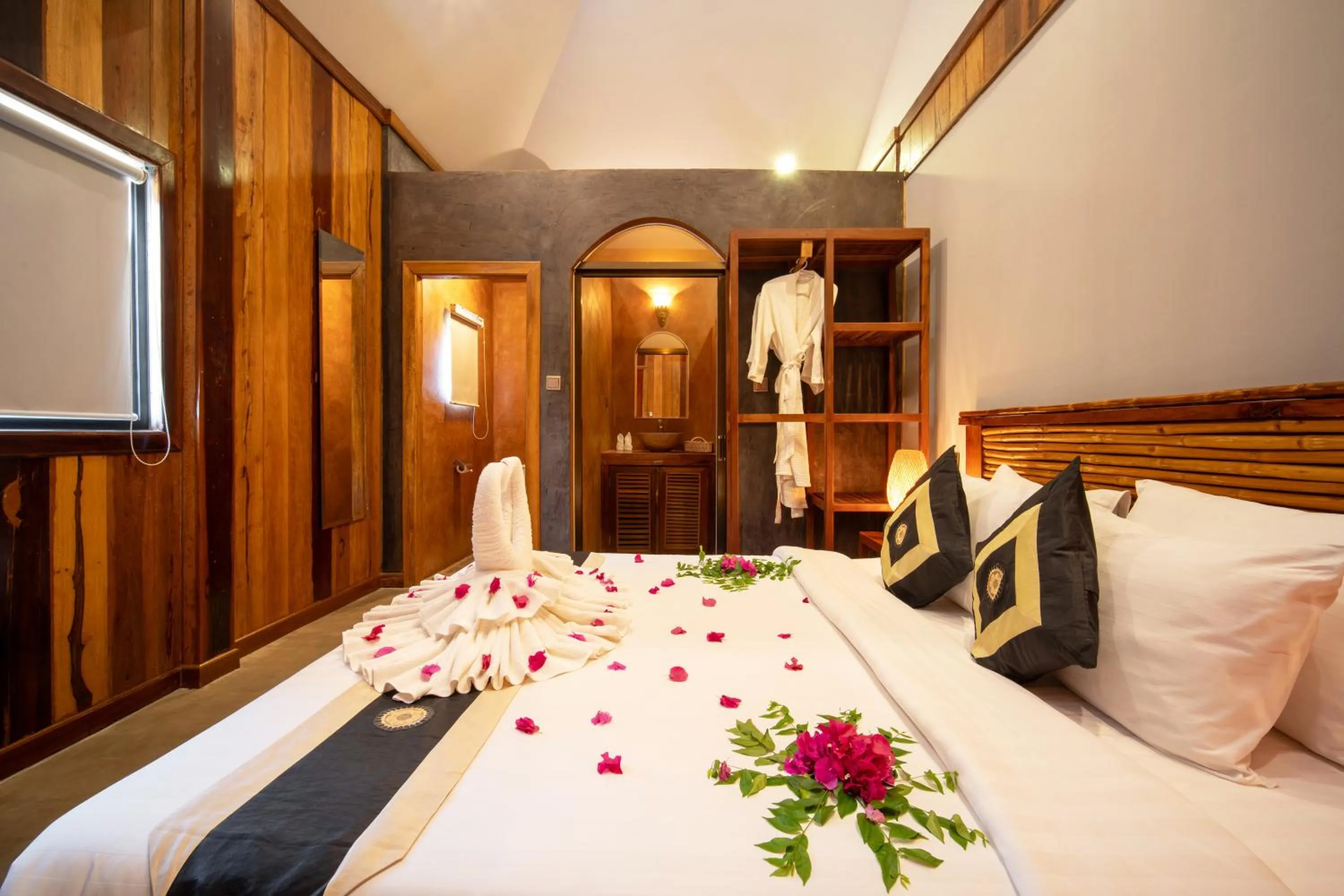 Bed in Authentic Khmer Village Resort