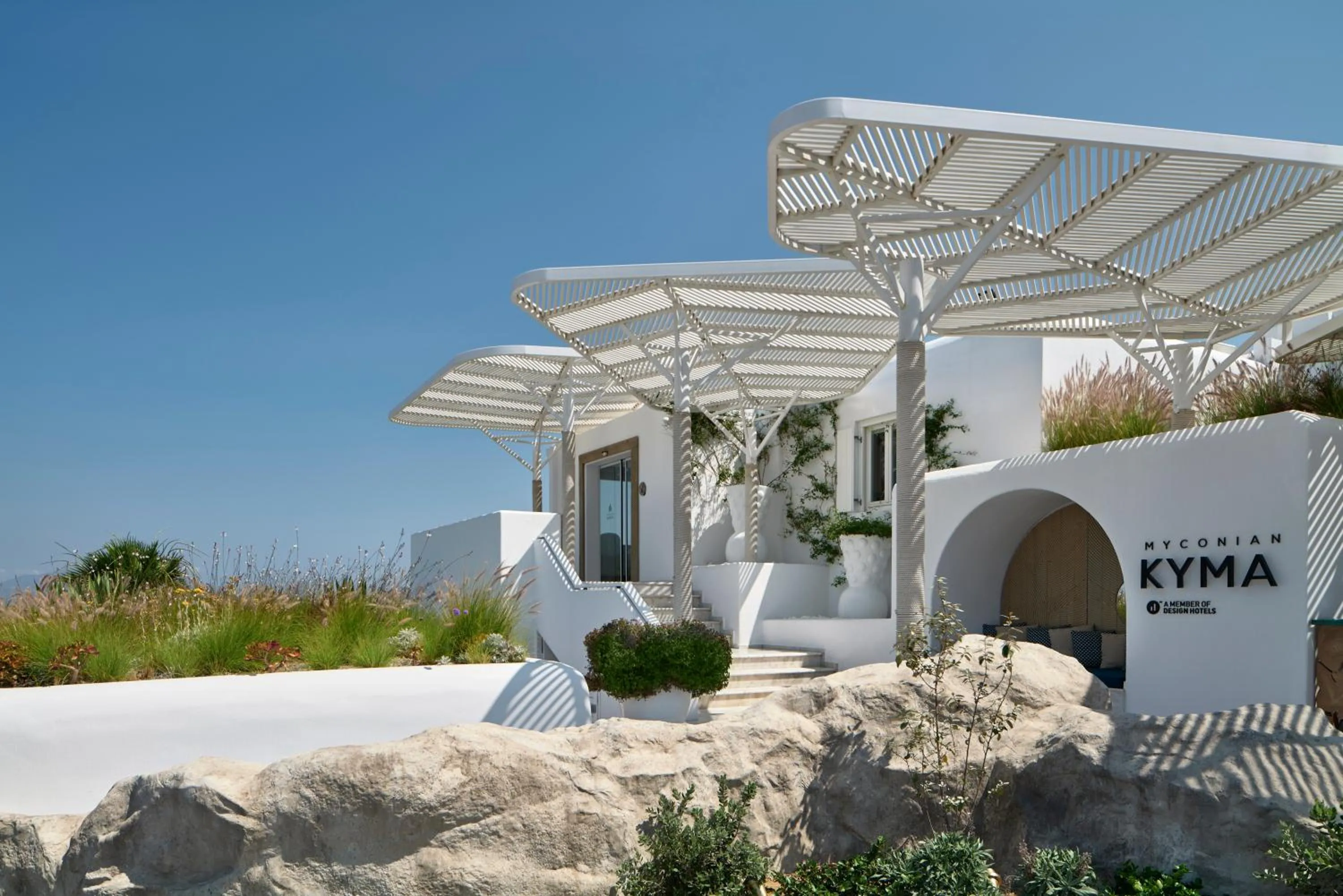 Facade/entrance in Myconian Kyma, a Member of Design Hotels