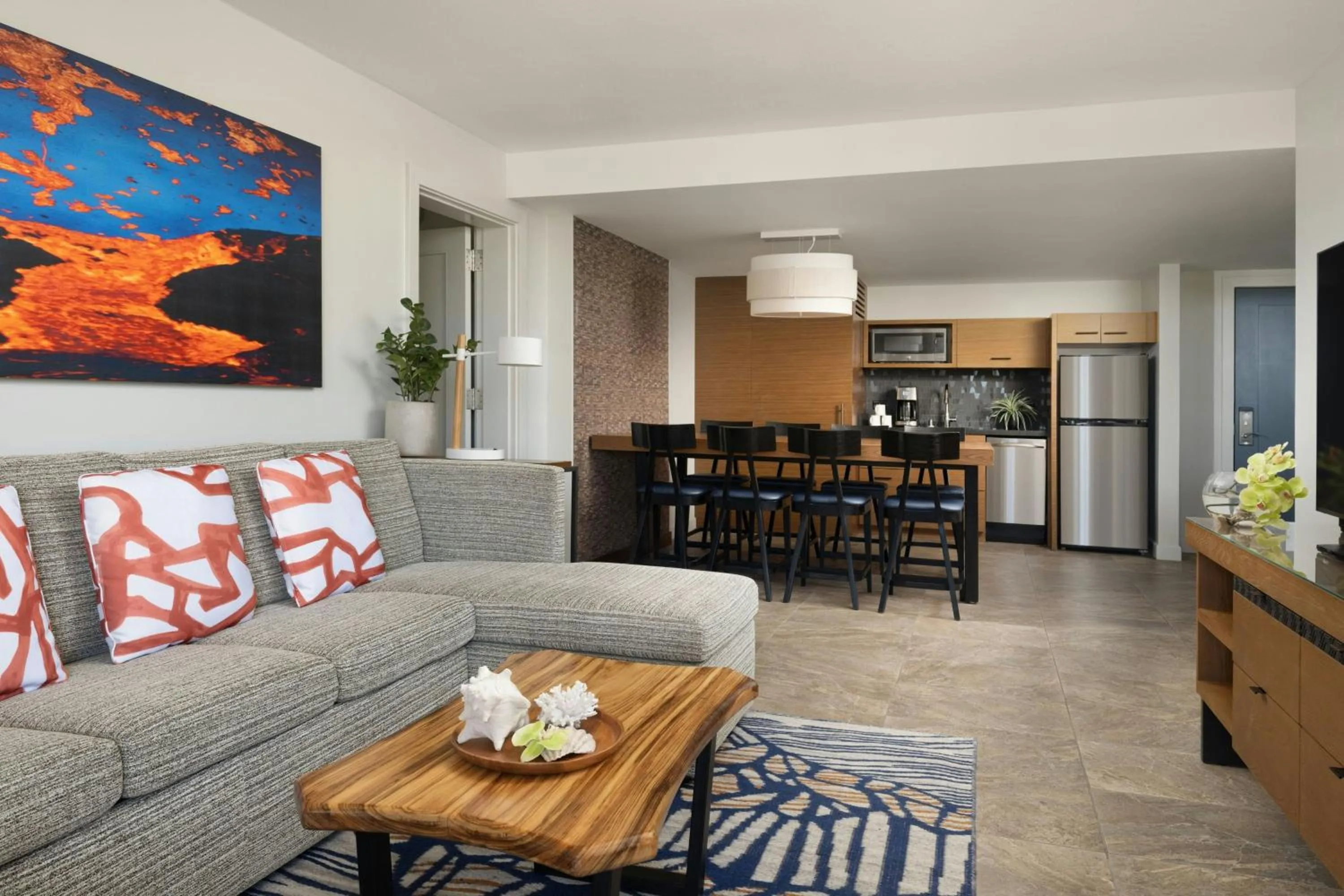 Living room in Marriott’s Waikoloa Ocean Club