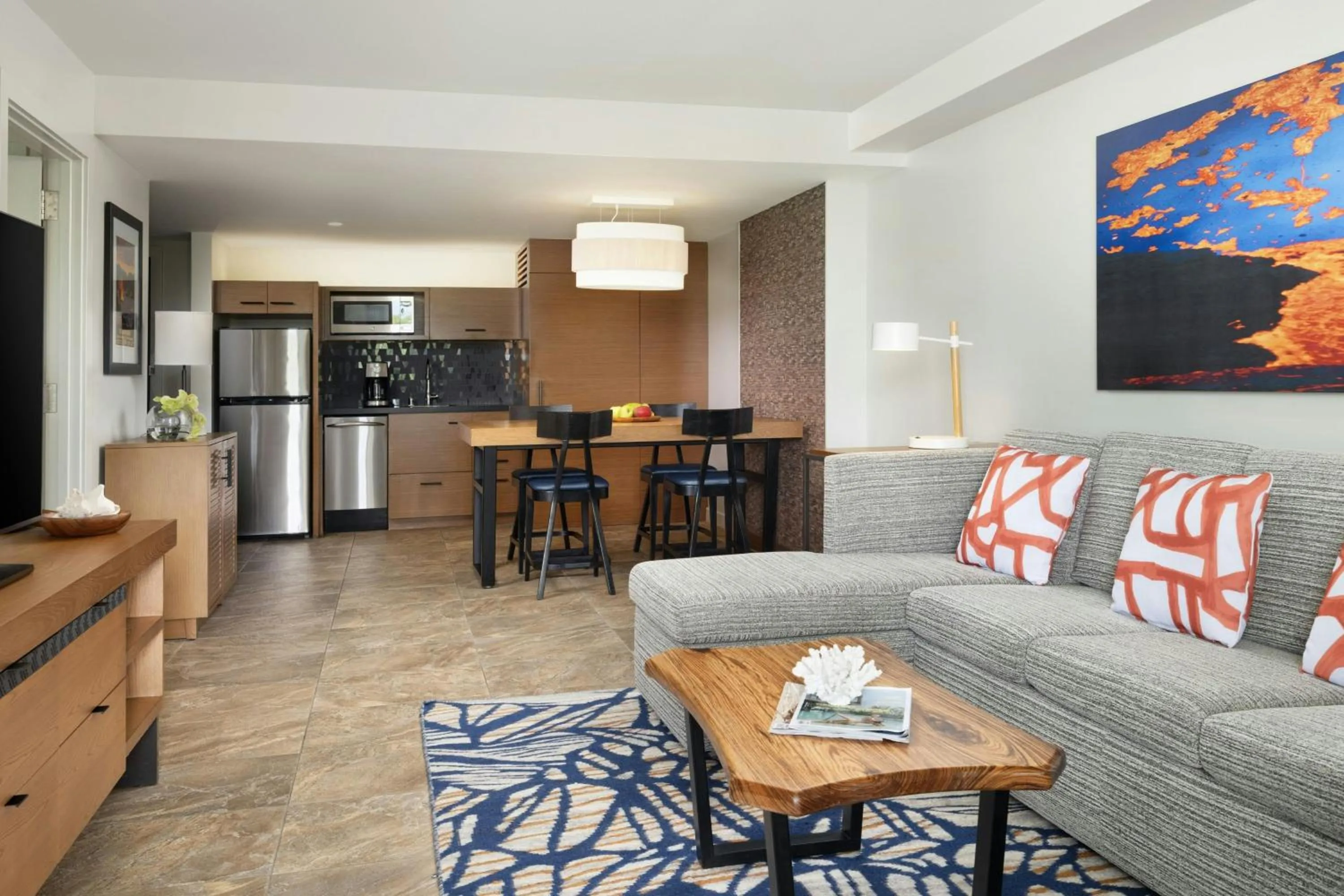 Living room in Marriott’s Waikoloa Ocean Club