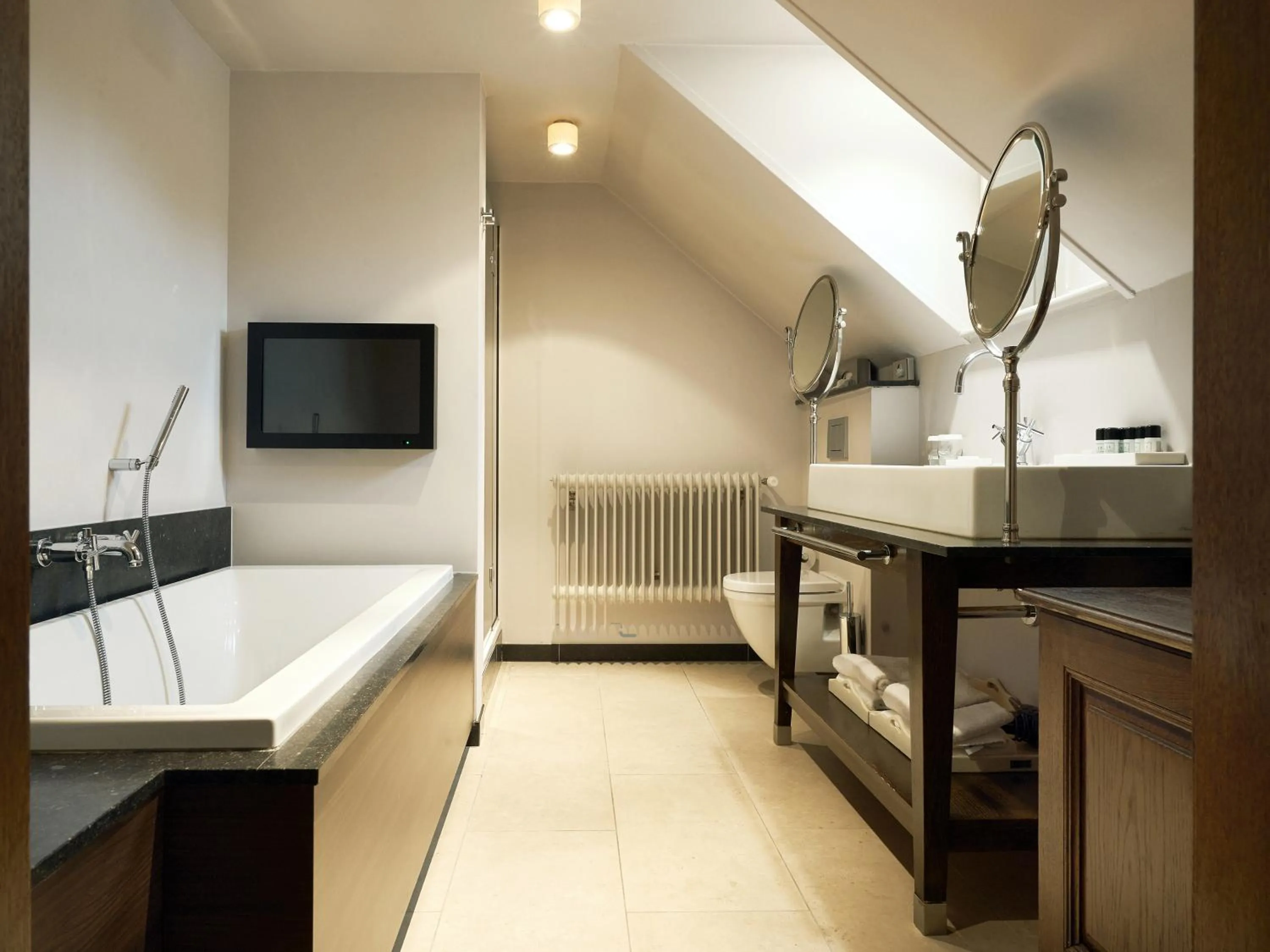 Bathroom, Bed in La Butte aux Bois a Small Luxury Hotel of the World