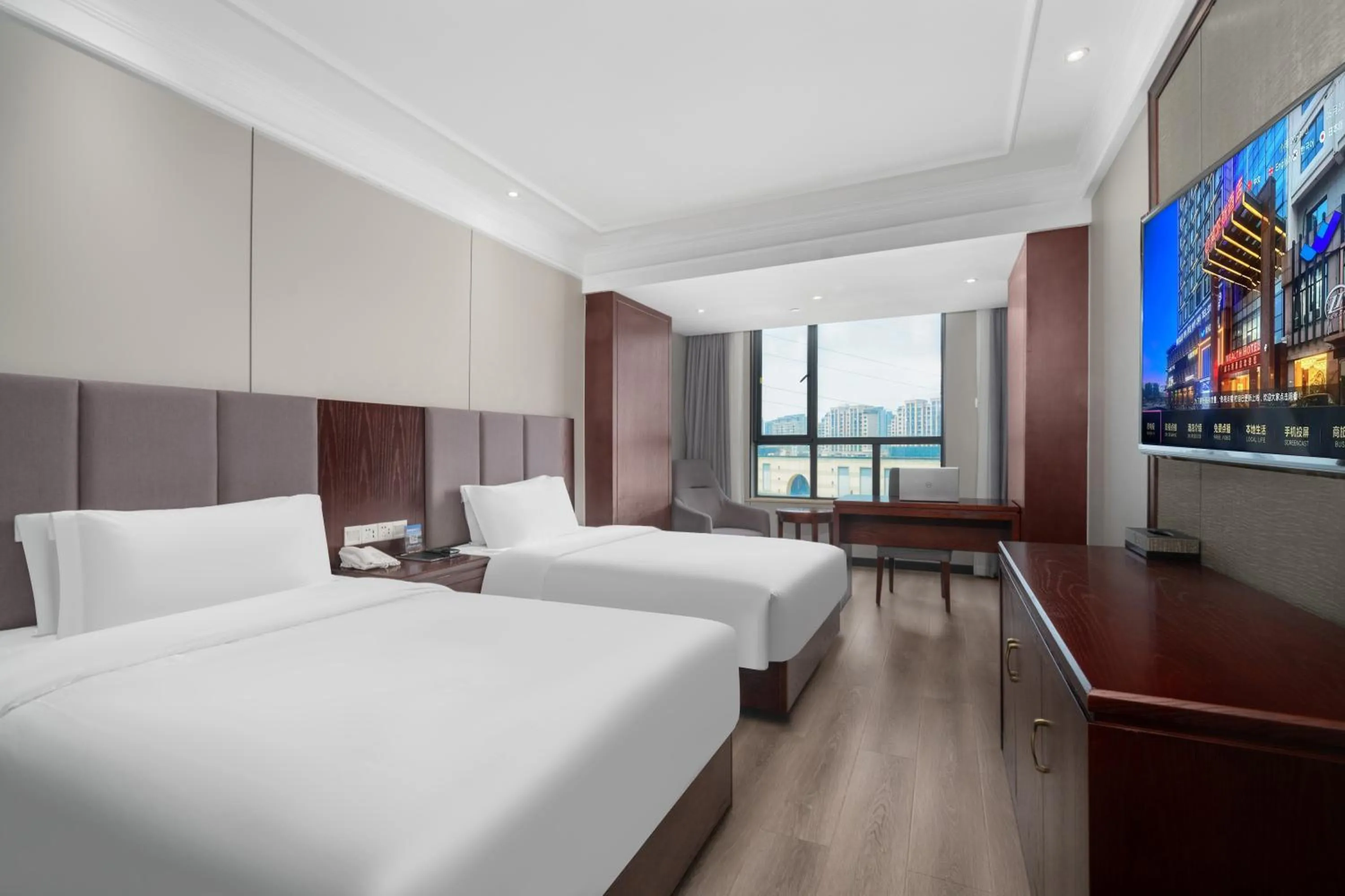 Bed in Huzhou Wealth Hotel