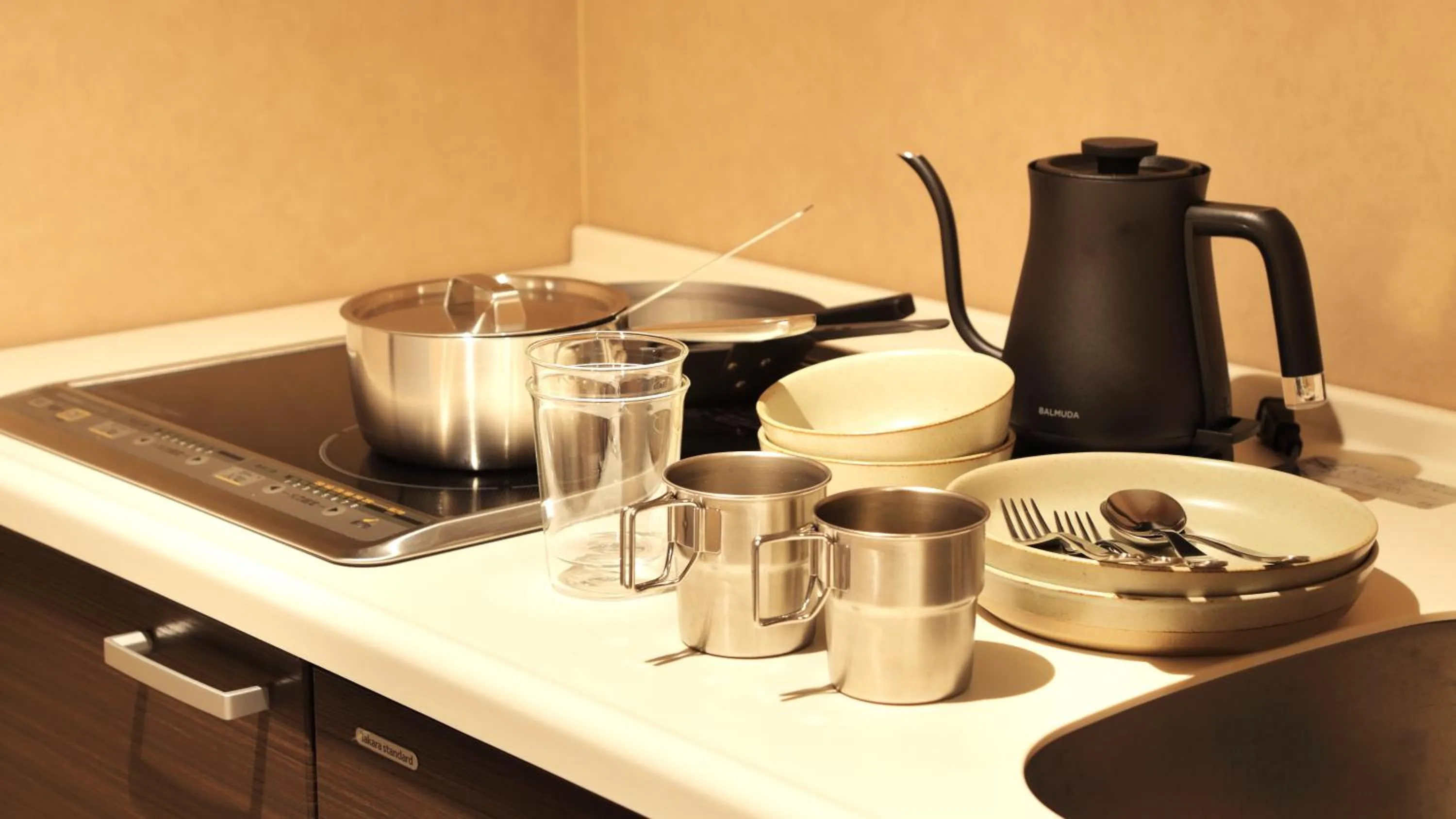 Kitchen or kitchenette in UNWIND HOTEL & BAR Sapporo