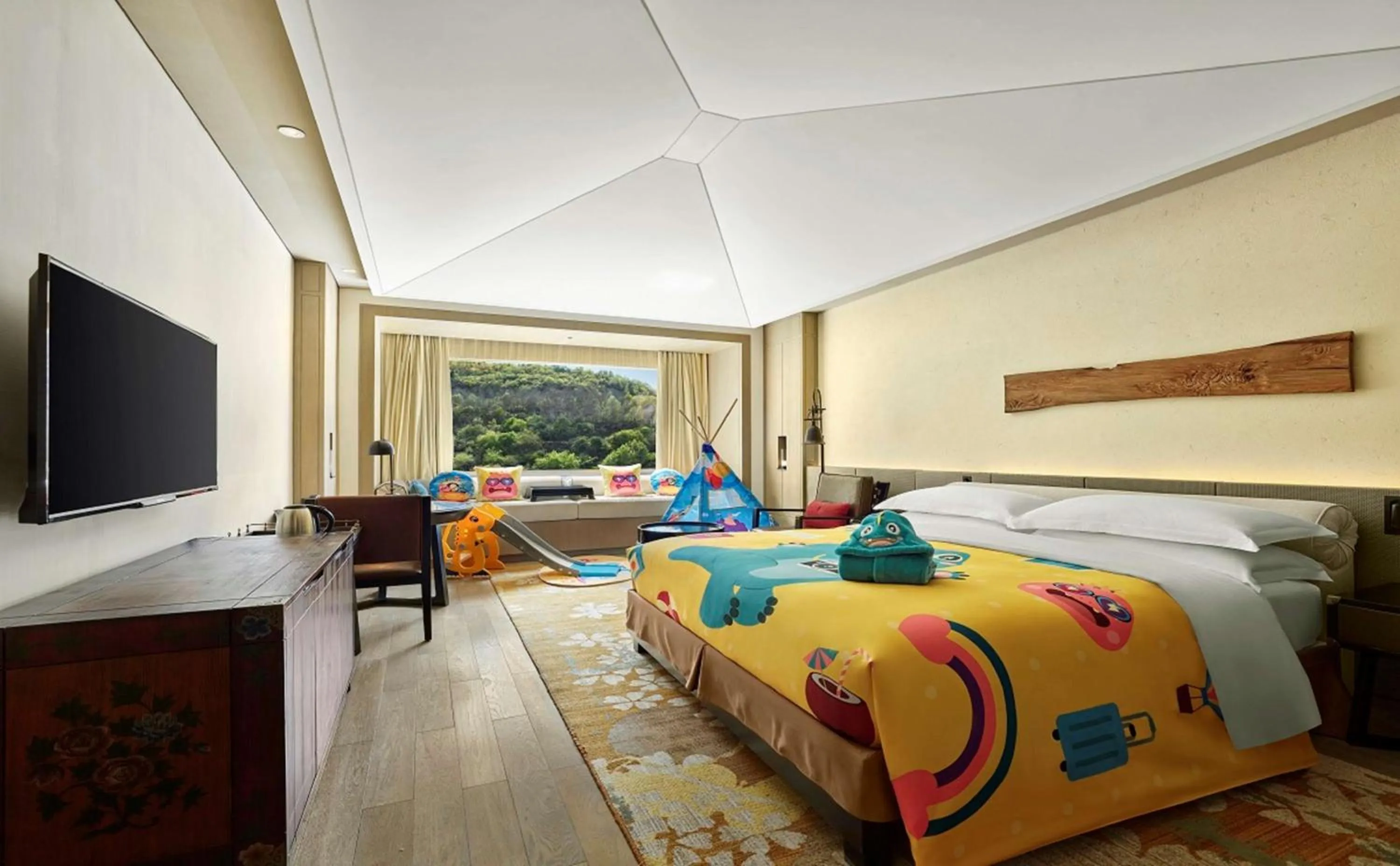 Bed in Hilton Jiuzhaigou Resort