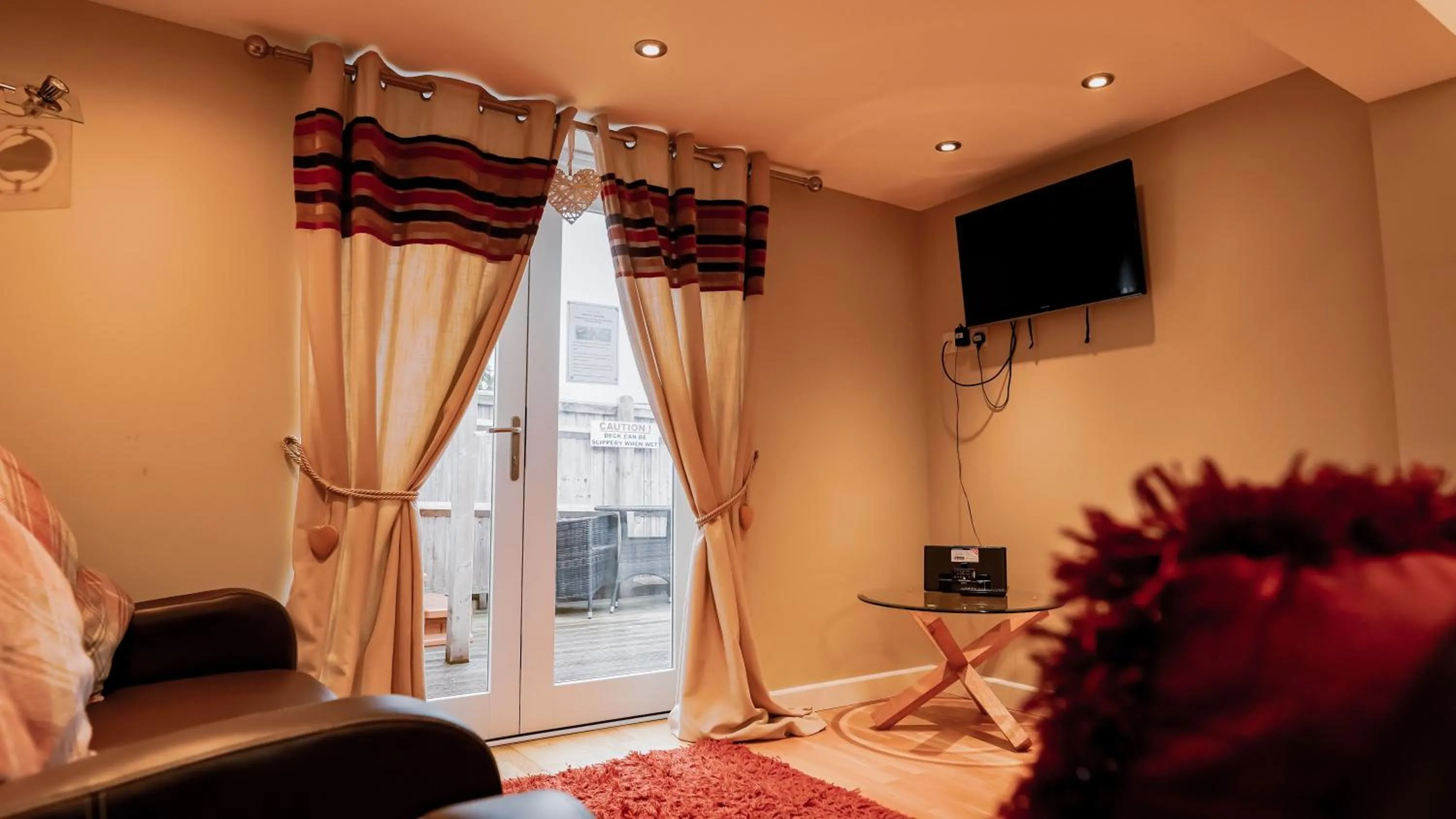 Living room in Golden Cross Holiday Park