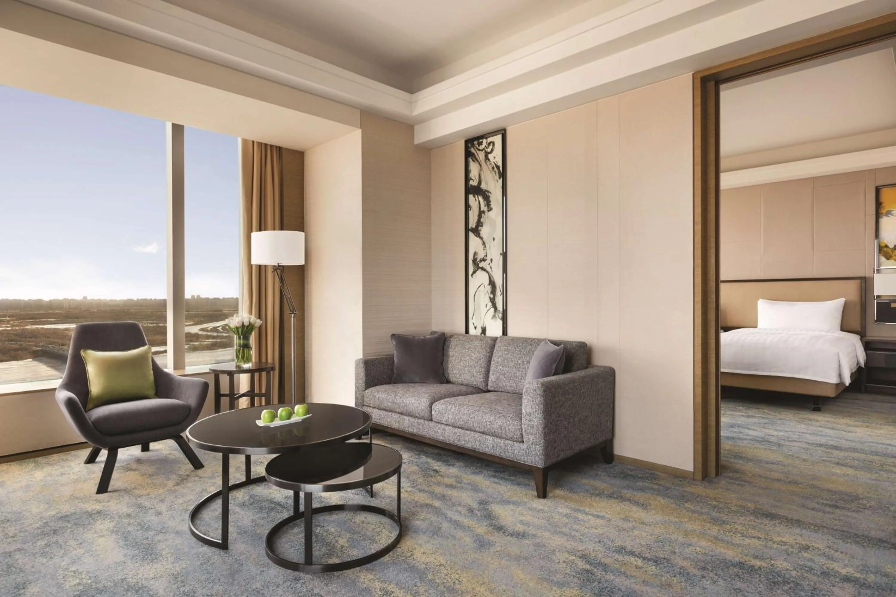 Photo of the whole room, Bed in Shangri-La Songbei, Harbin