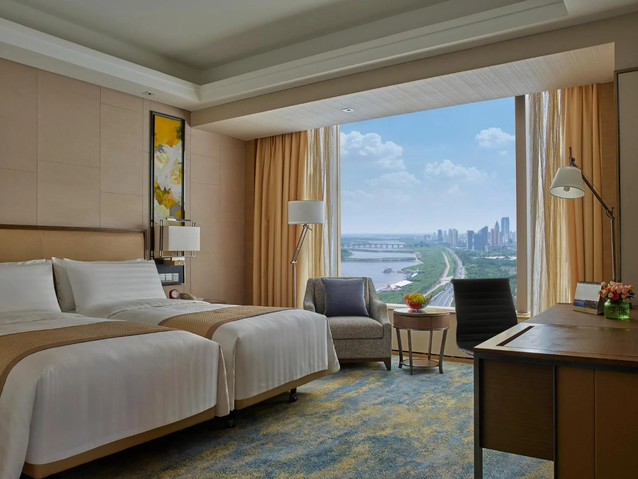 Seating area, Bed in Shangri-La Songbei, Harbin