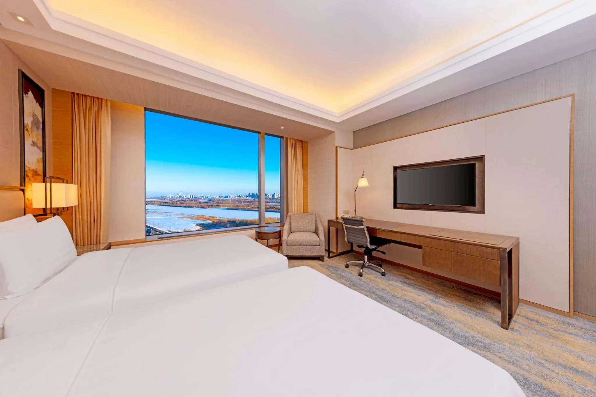 Photo of the whole room, Bed in Shangri-La Songbei, Harbin