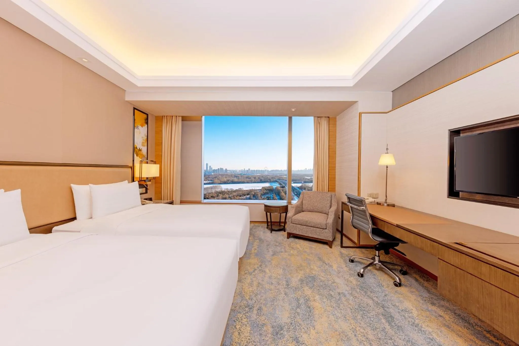 Photo of the whole room, Bed in Shangri-La Songbei, Harbin