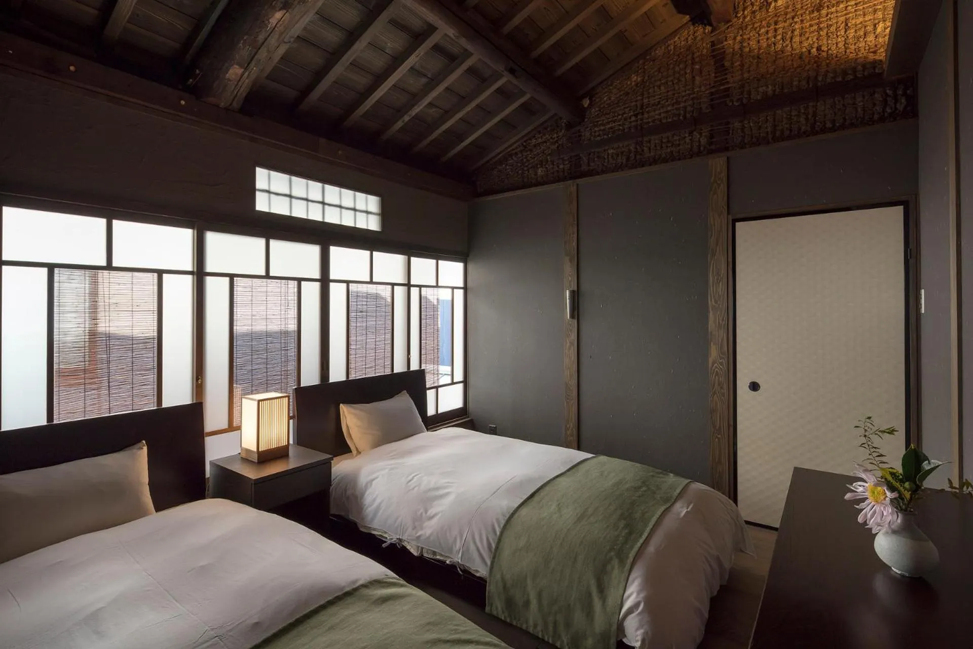 Bedroom, Bed in Sumitsugu Machiya House