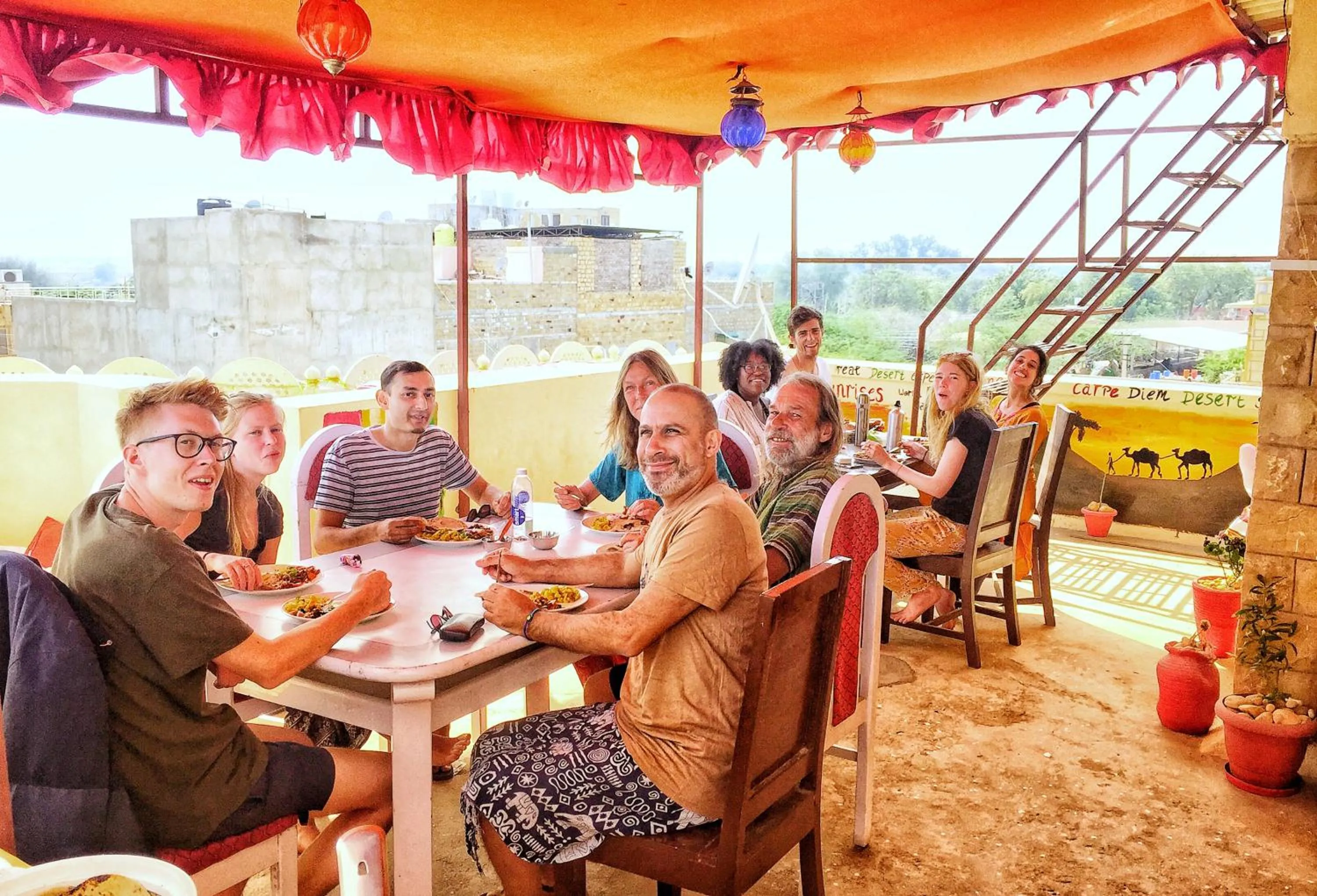 Balcony/Terrace in Jaisalmer Hostel Crowd