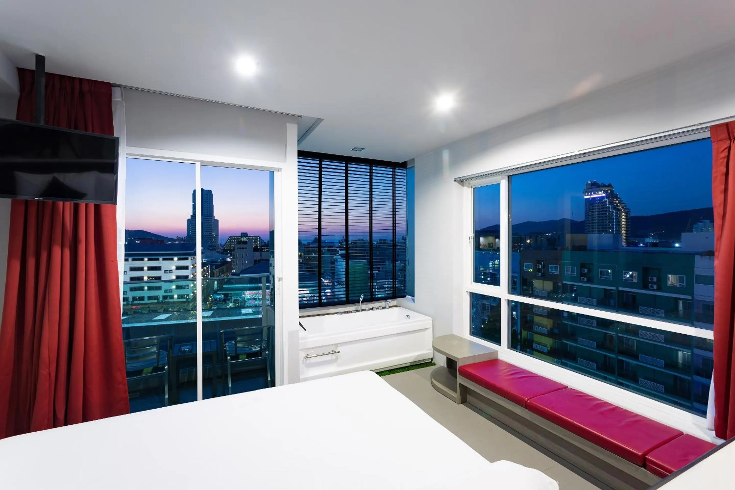 View (from property/room), Bed in At Patong Hotel - SHA Certified