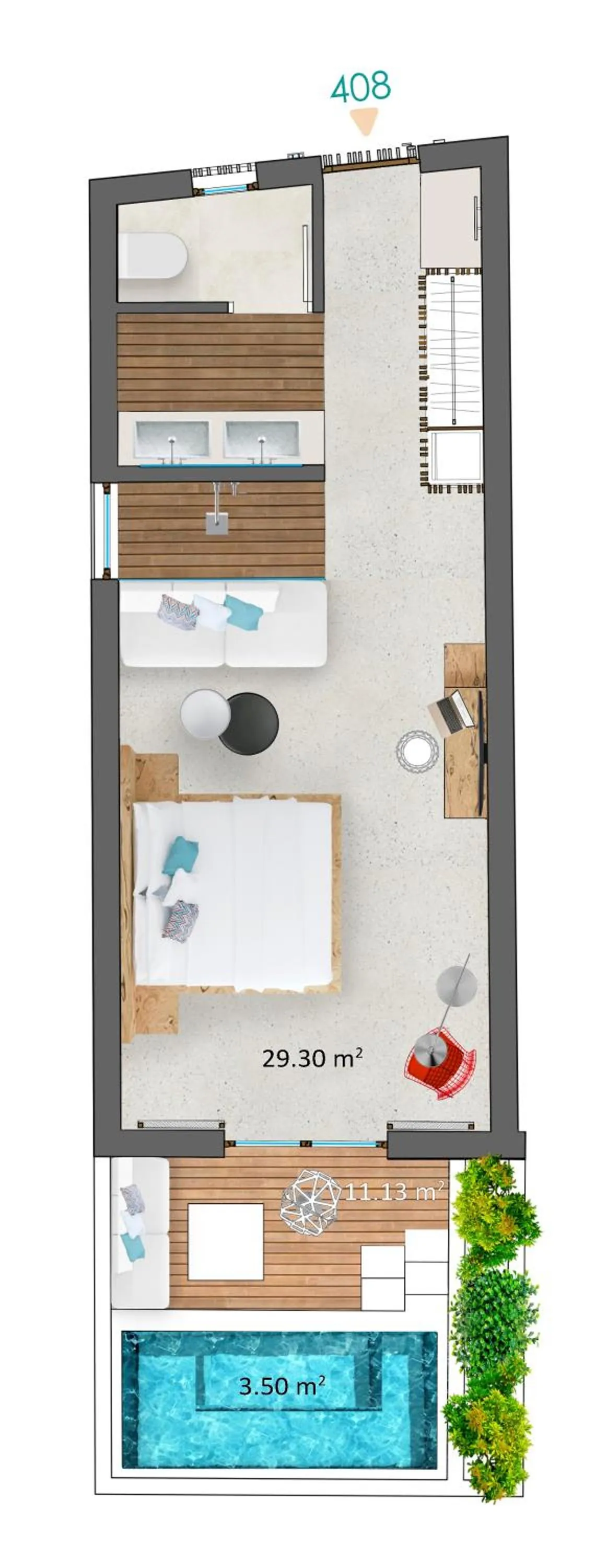Floor plan in Mykonos Dove Beachfront Hotel