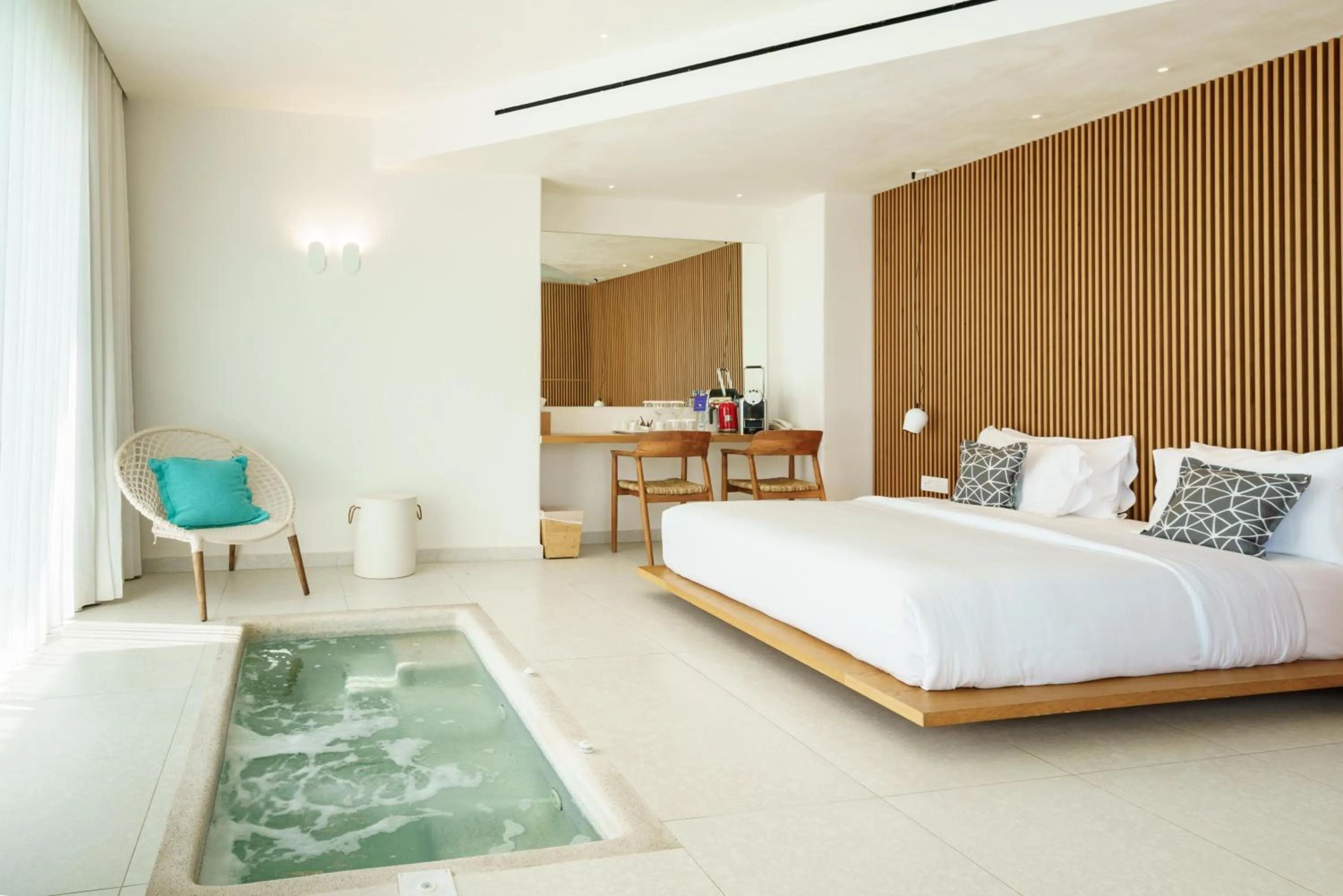 Bedroom, Bed in Mykonos Dove Beachfront Hotel