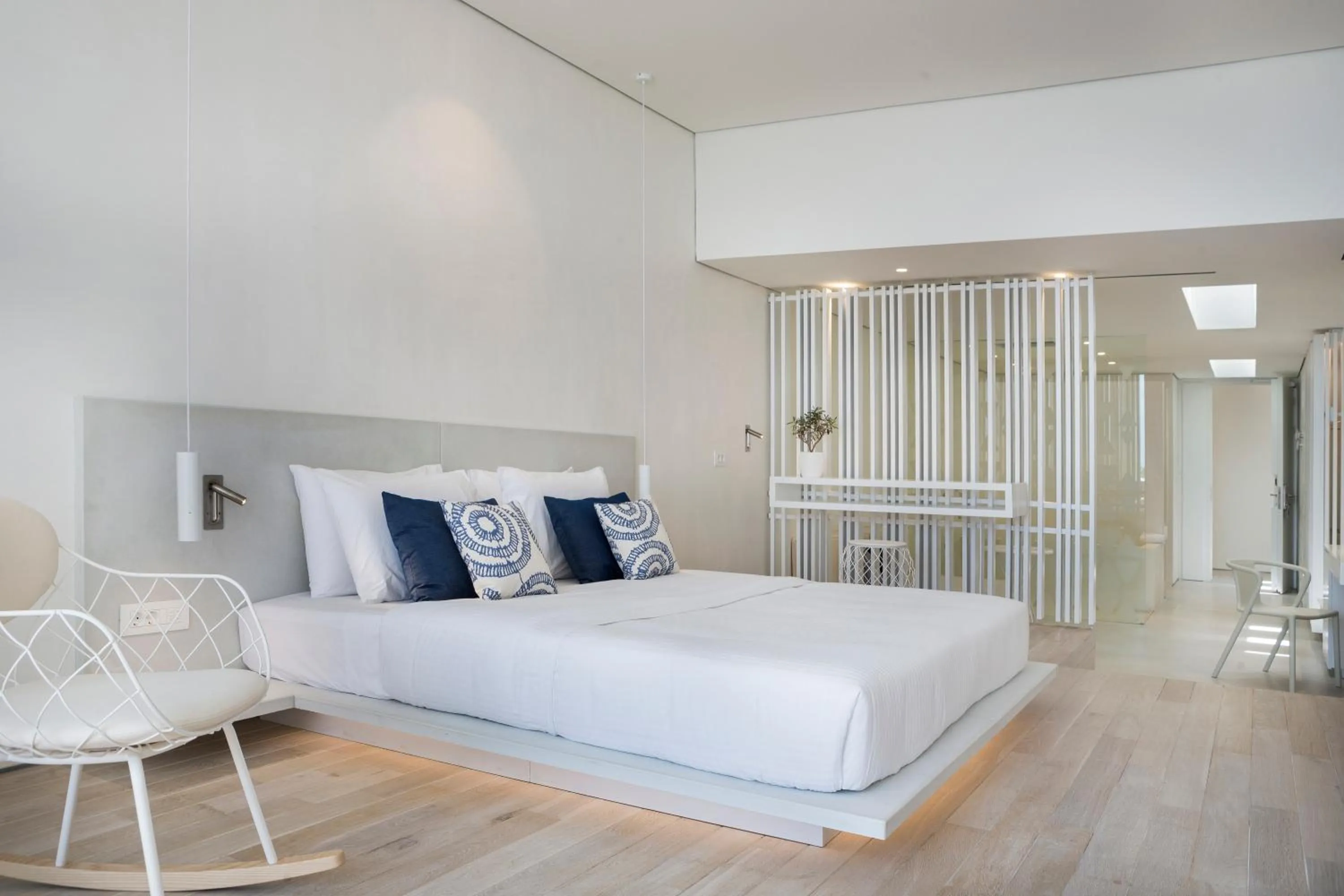 Bed in Mykonos Dove Beachfront Hotel