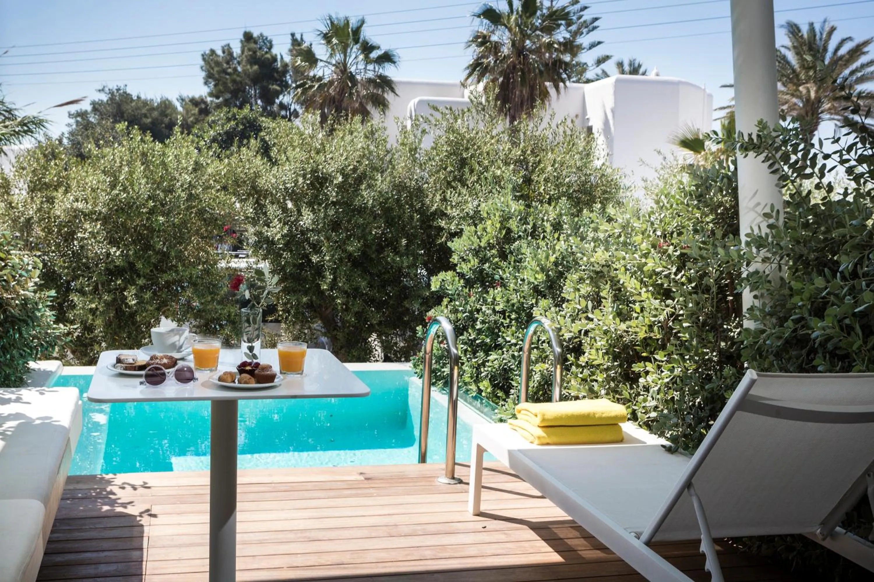 Pool view in Mykonos Dove Beachfront Hotel