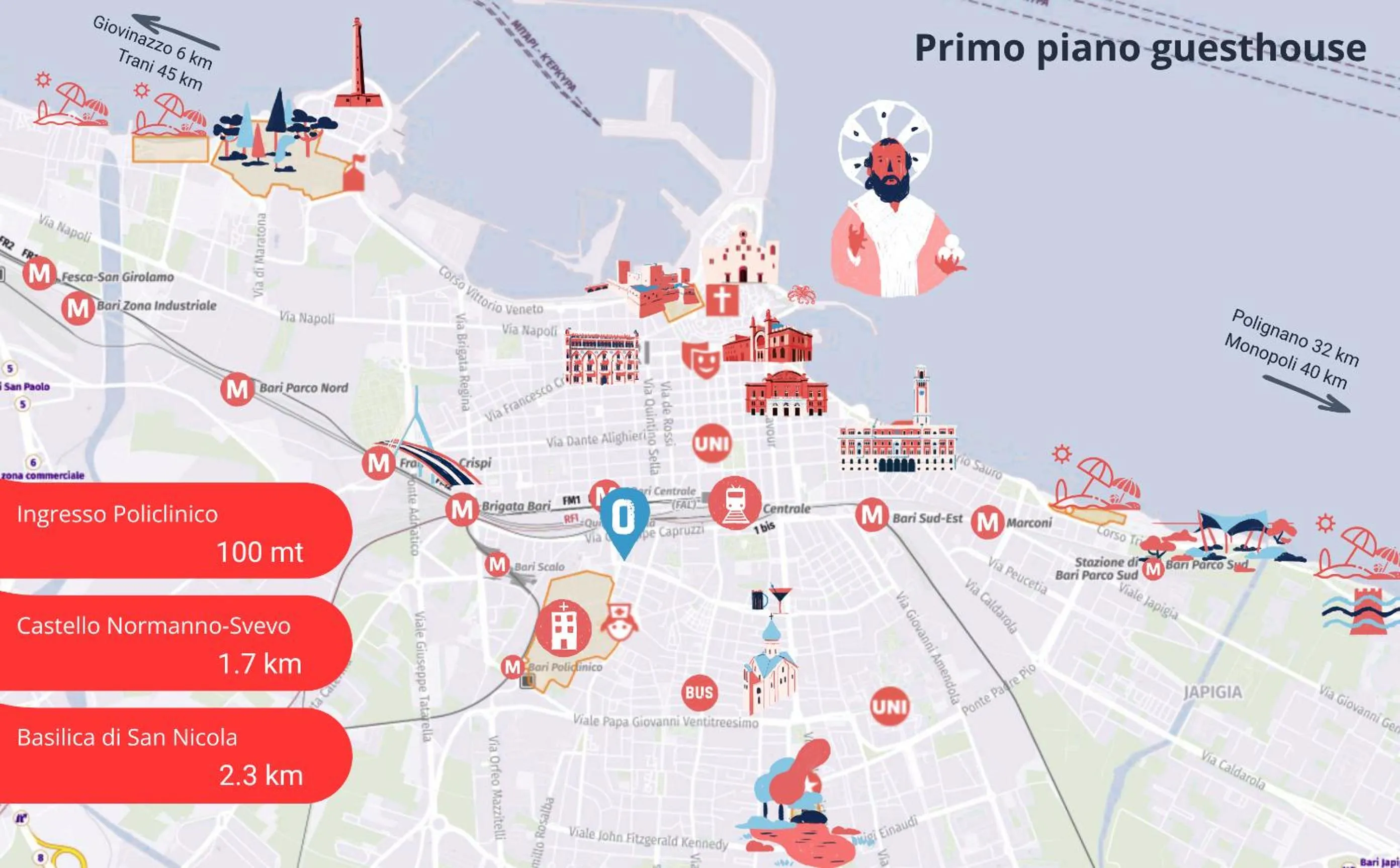 Area and facilities in Primo Piano Guesthouse - Bari Policlinico