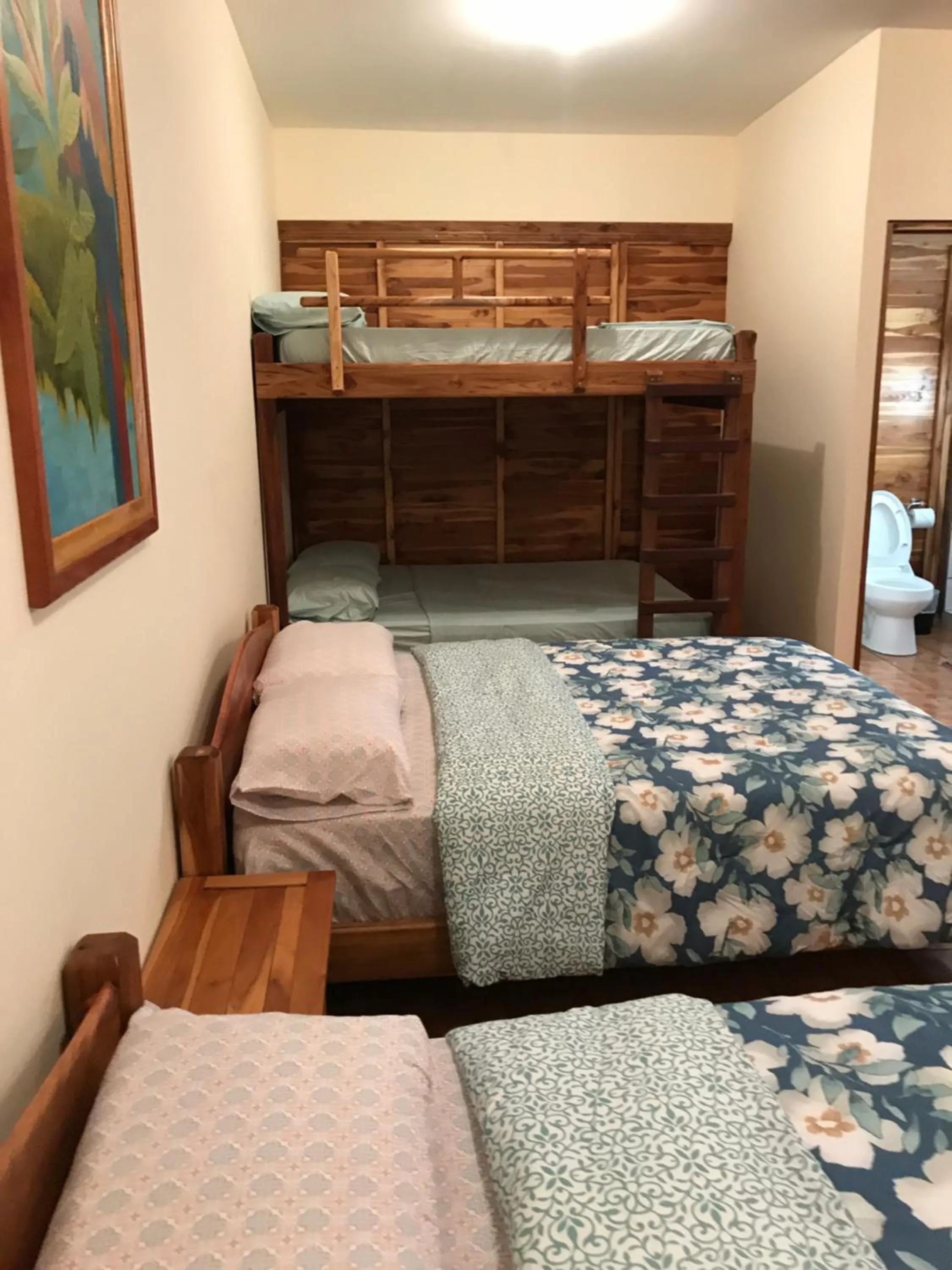 View (from property/room), Bed in Hotel Cabañas La Teca