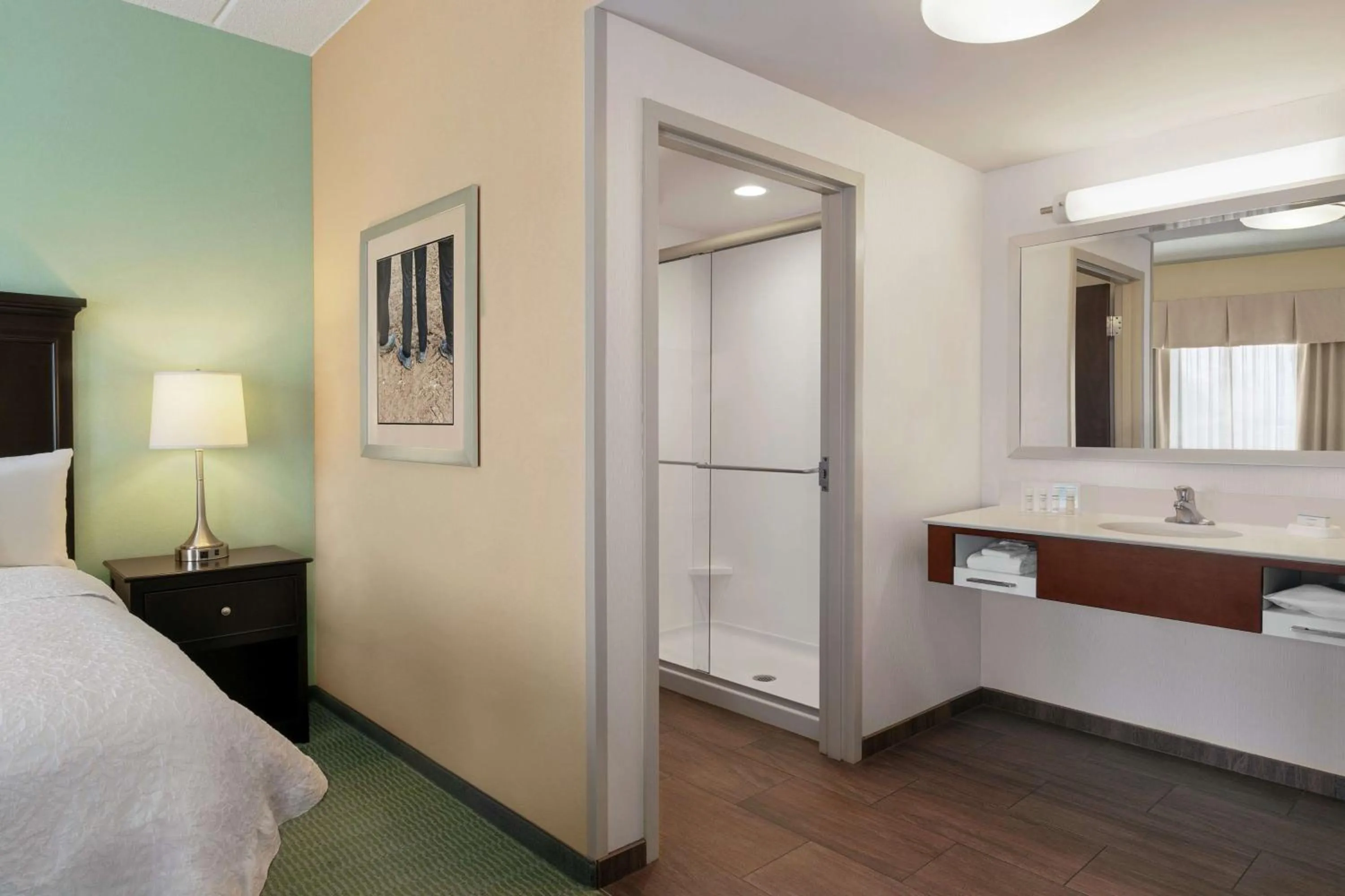 Bathroom, Bed in Hampton Inn & Suites Mount Joy/Lancaster West, Pa