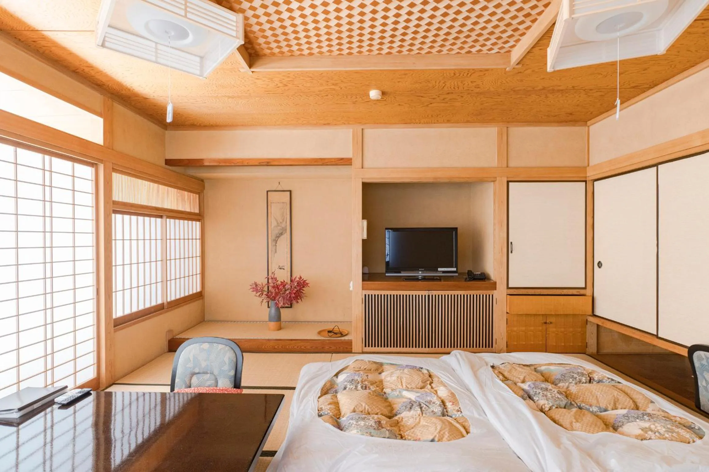 Bed in Hokkawa Onsen Hotel