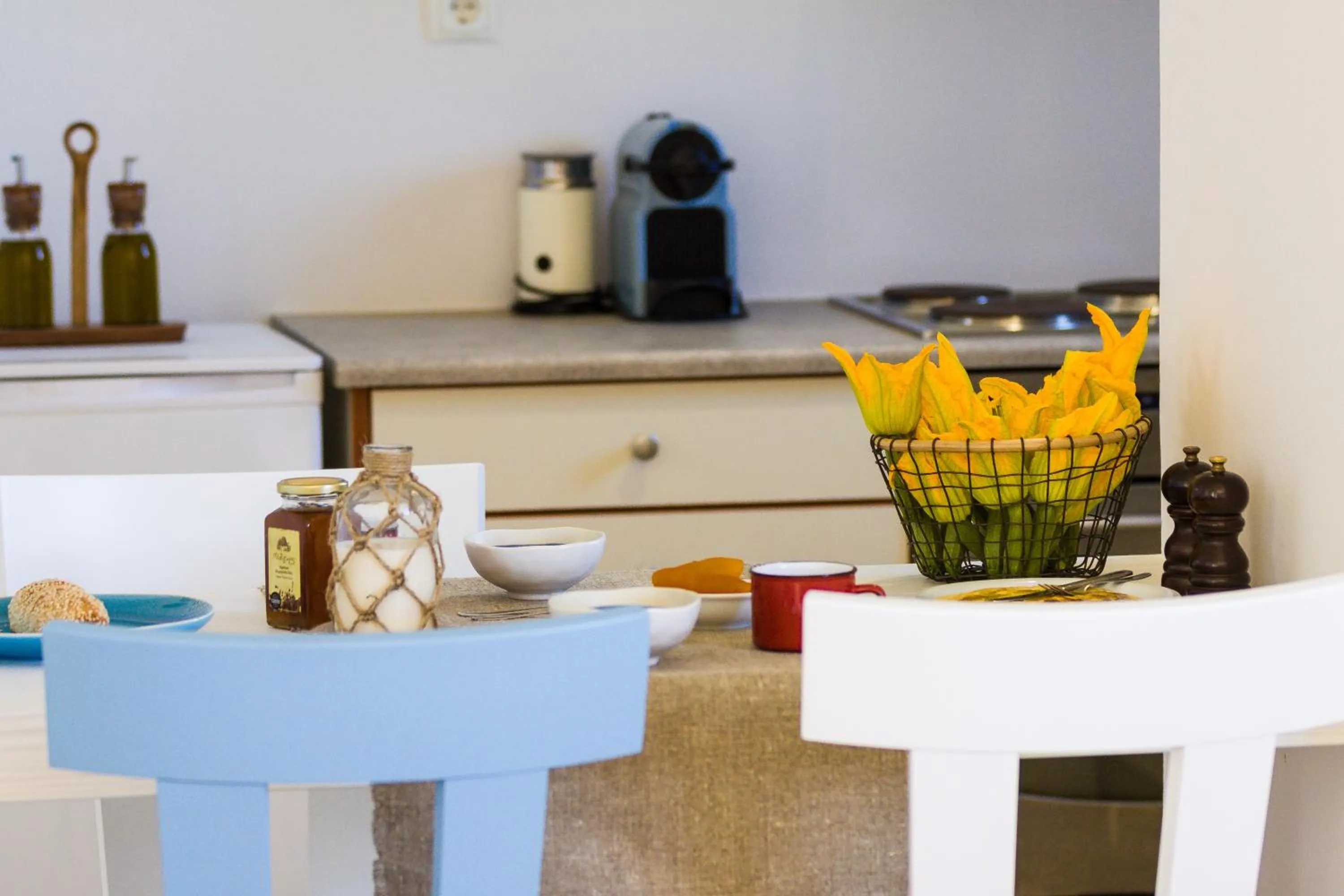 Kitchen or kitchenette in Mikro Livadi Special Lodges - Has an Eco Salt water pool - 150m from the beach