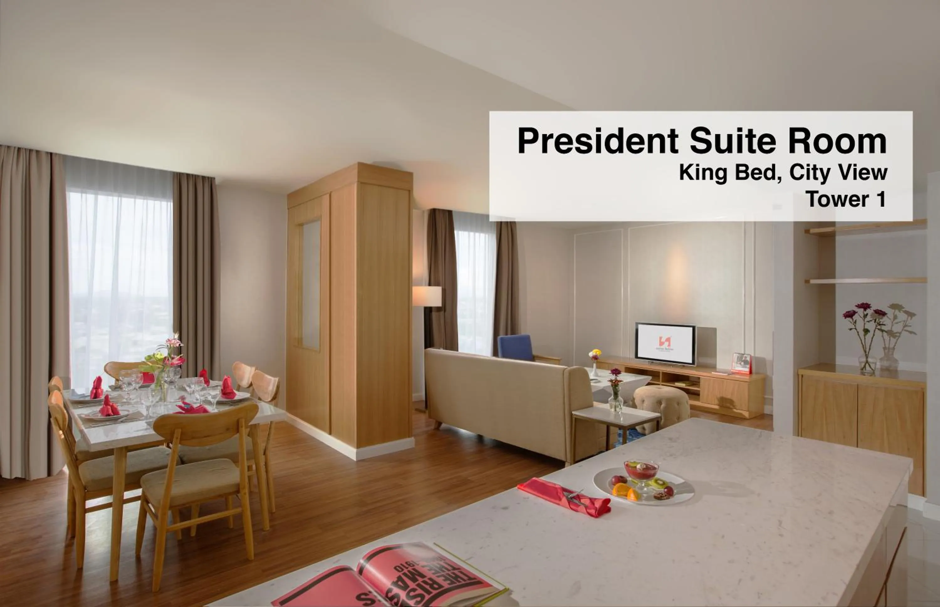 Seating area, Bed in Swiss-Belinn Singkawang