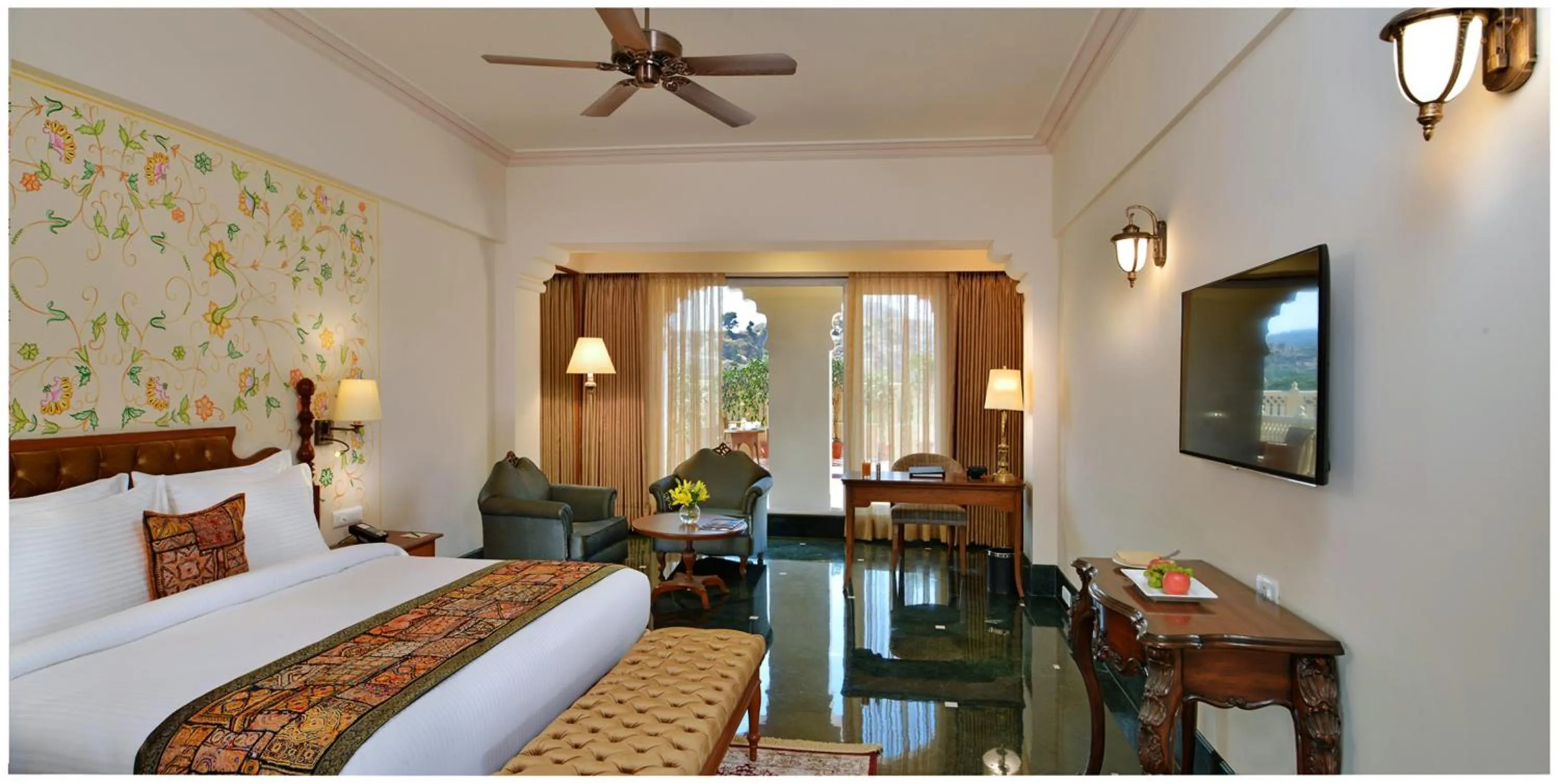 Photo of the whole room, Bed in Indana Palace Jaipur