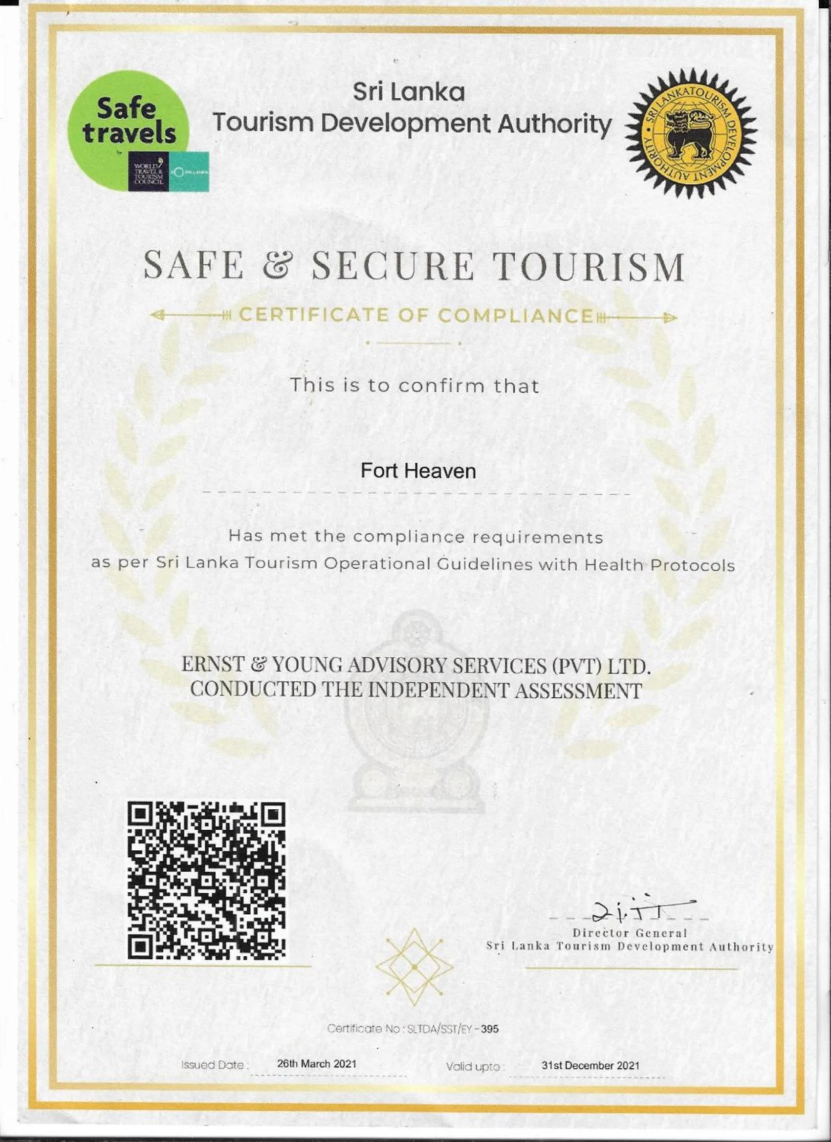 Certificate/Award in Fort Heaven - Galle Fort