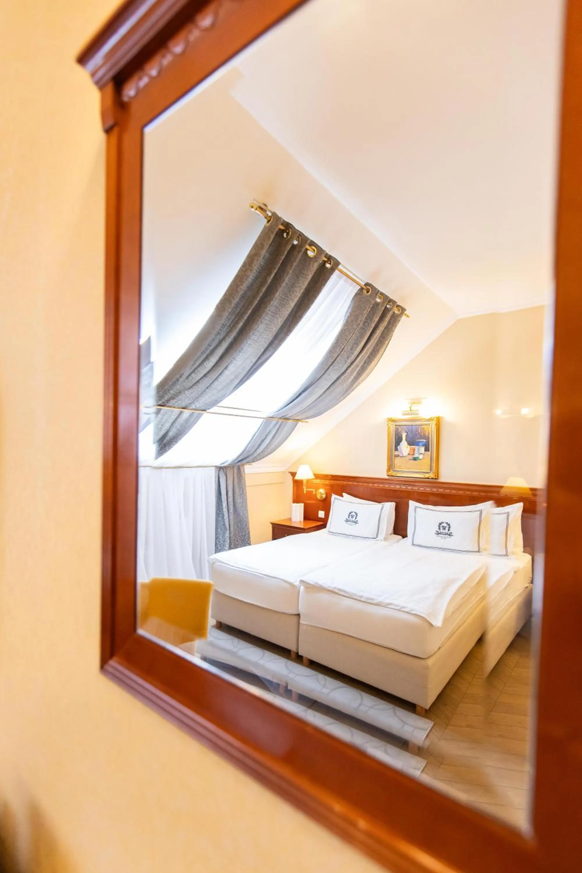 View (from property/room), Bed in Hotel Waldinger