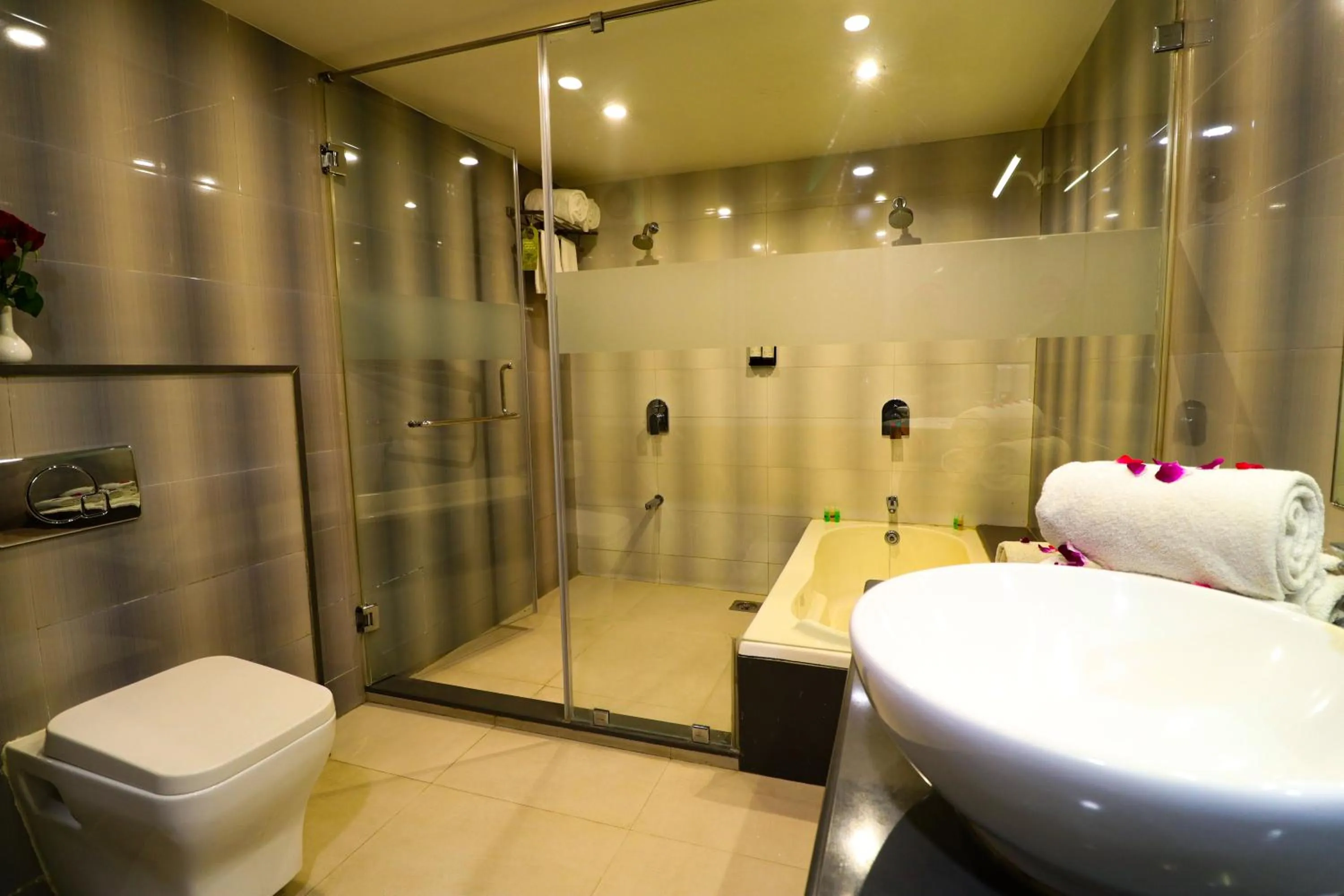 Toilet in Regenta Inn Vadodara, 500m from Railway Station