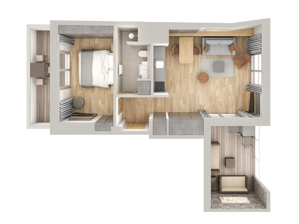 Floor plan, Bed in Downtown Apartments Mitte