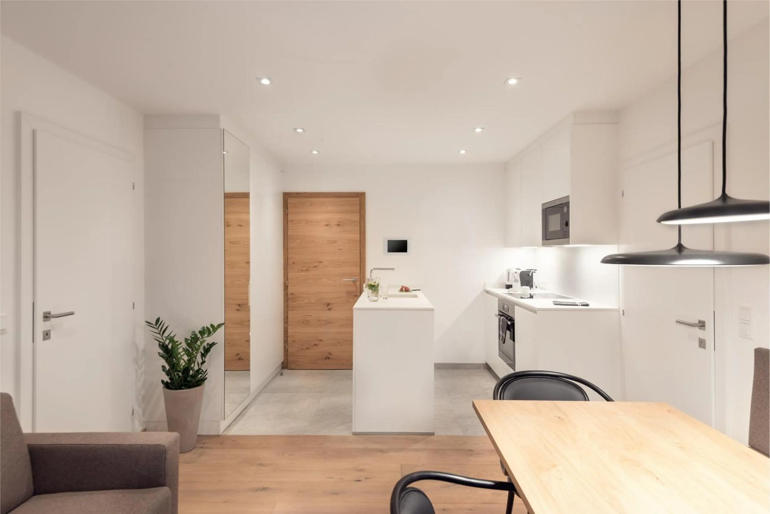 Kitchen or kitchenette in ride & relax Aparthotel Schwarz