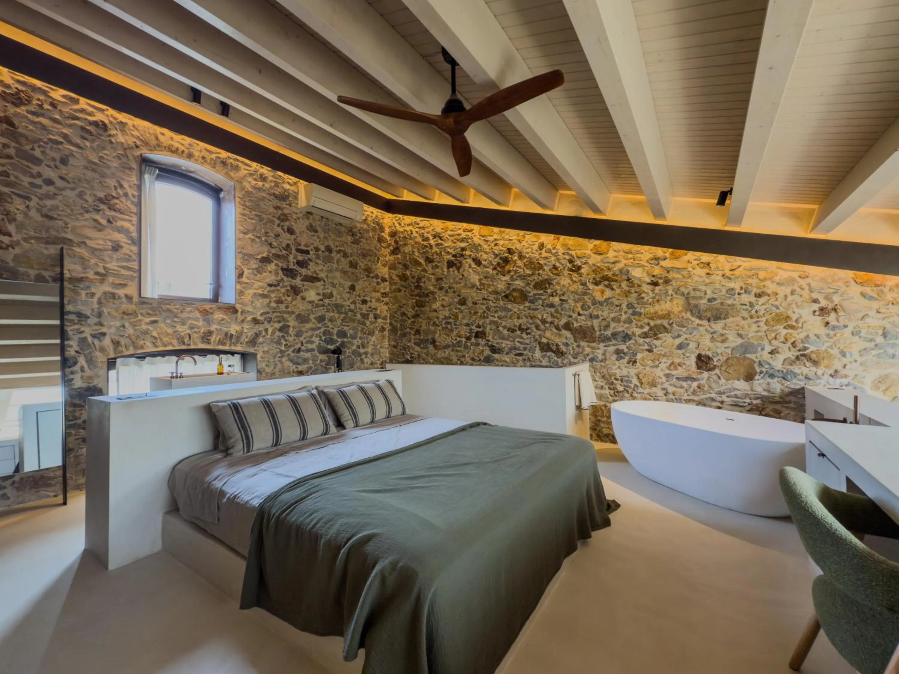 Bathroom, Bed in Mas Ferran Adults Only