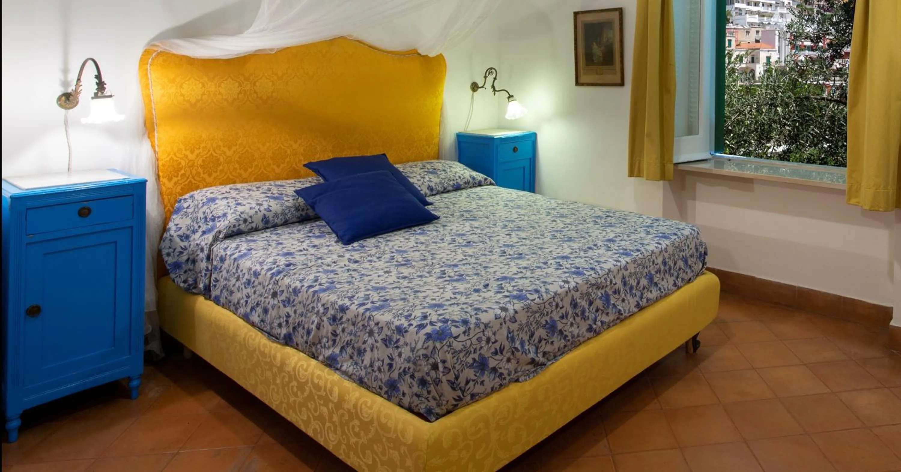 Bedroom, Bed in Villa Deli, In Positano, Sea View, Ac