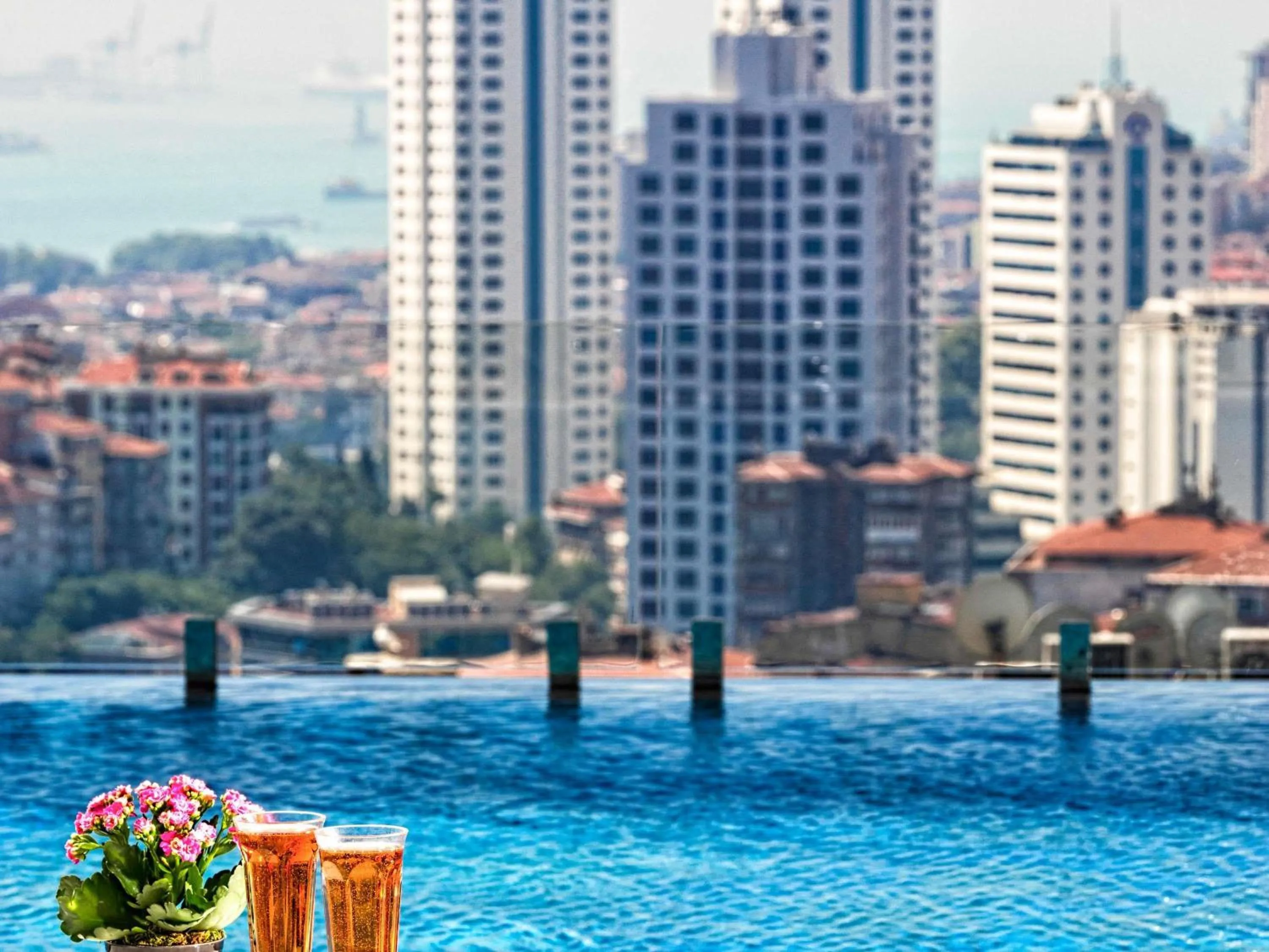 Pool view in Fairmont Quasar Istanbul Hotel